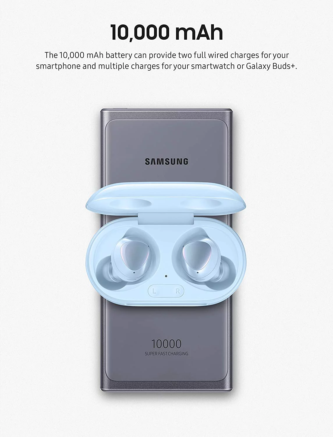SAMSUNG 10,000 mAh Super Fast 25W Portable Wireless Charger Charger Battery Pack USB-C, Silver (US Version with Warranty) (EB-U3300XJEGUS)