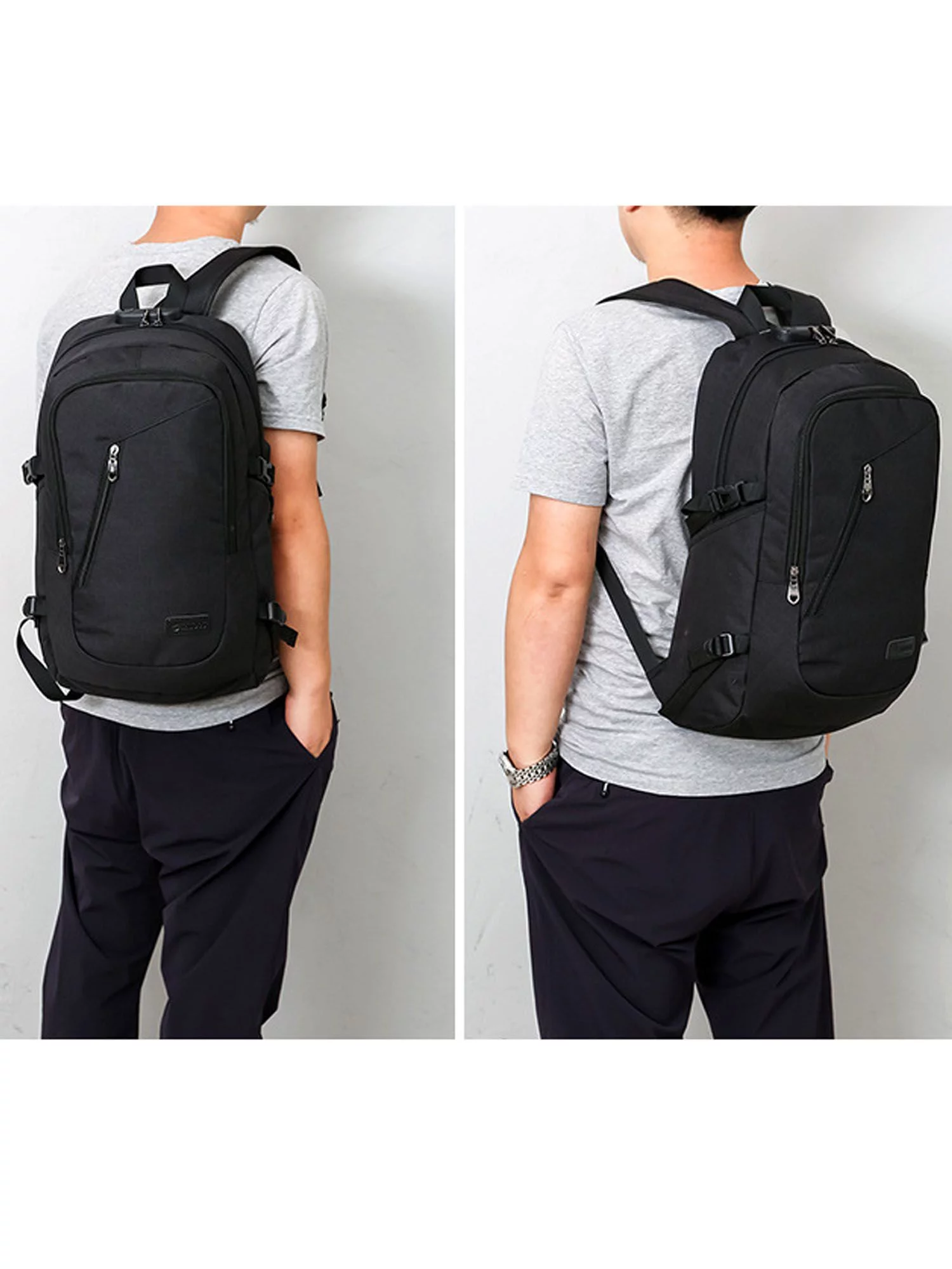 Deago Travel Laptop Backpack for Men Women Business Anti Theft Backpack with USB Charging Port Water Resistant College School Computer Bag, Gray