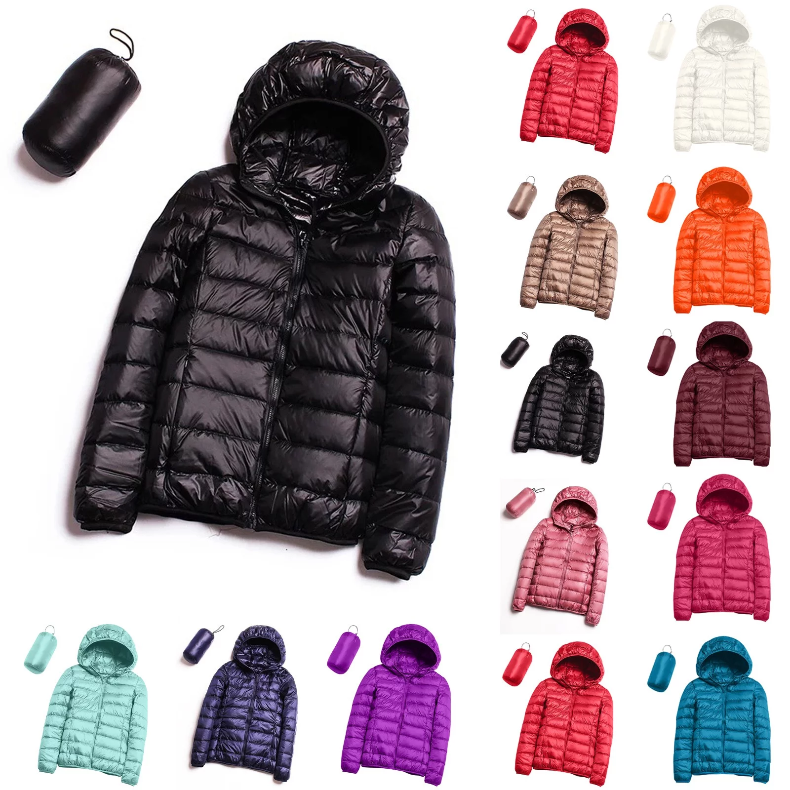 Mlqidk Outdoor Women’s Lightweight Packable Puffer Winter Jacket Insulated Puffy Hooded Coat for Snow Ski Hiking Travel