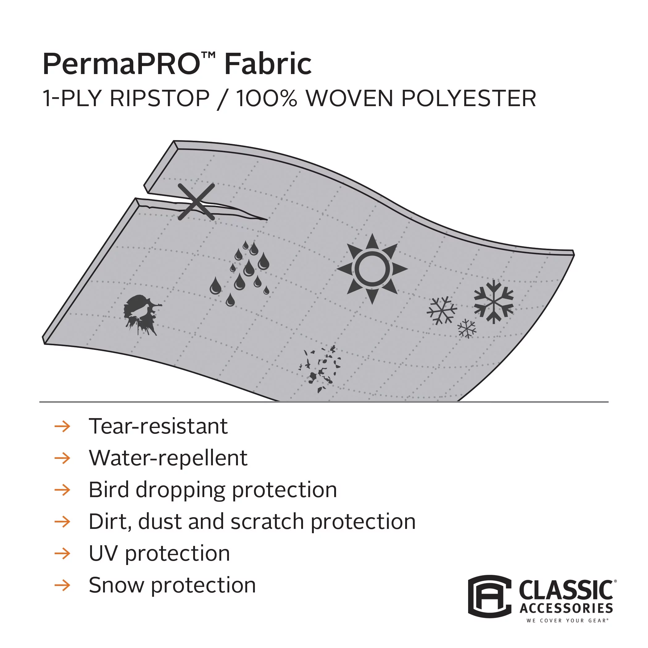 Classic Accessories OverDrive PermaPRO™ Folding Camping Travel Trailer Cover, Fits 14' - 16'L Trailers - Lightweight Ripstop and Water Repellent RV Cover, Grey