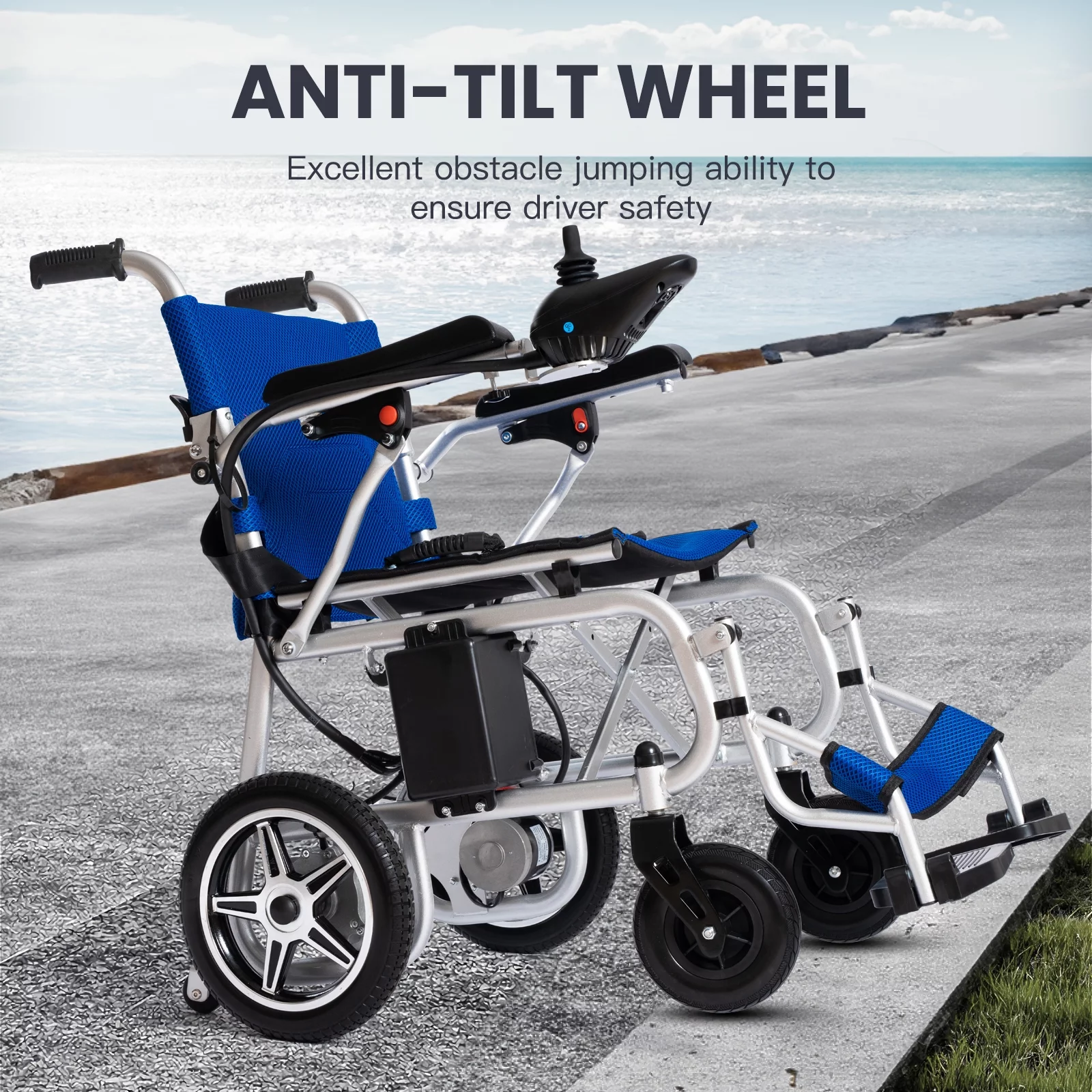 Alton Electric Wheelchair, 500W—12mi Electric Wheelchairs for Adults, Electric Wheelchair Lightweight Foldable, Blue
