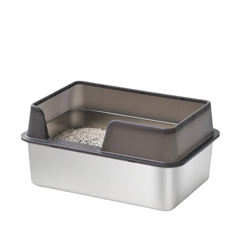Vagascape Enclosed Stainless Steel Cat Litter Box with Lid, XL Extra Large Litter Box for Big Cats, Metal Litter Box High Sided