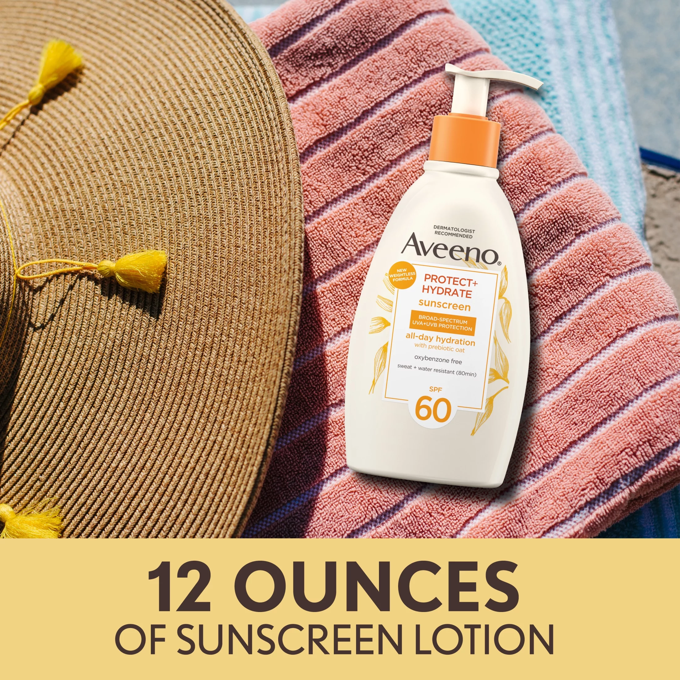 Aveeno Protect + Hydrate Body Sunscreen Lotion, SPF 60, 12.0 fl. oz