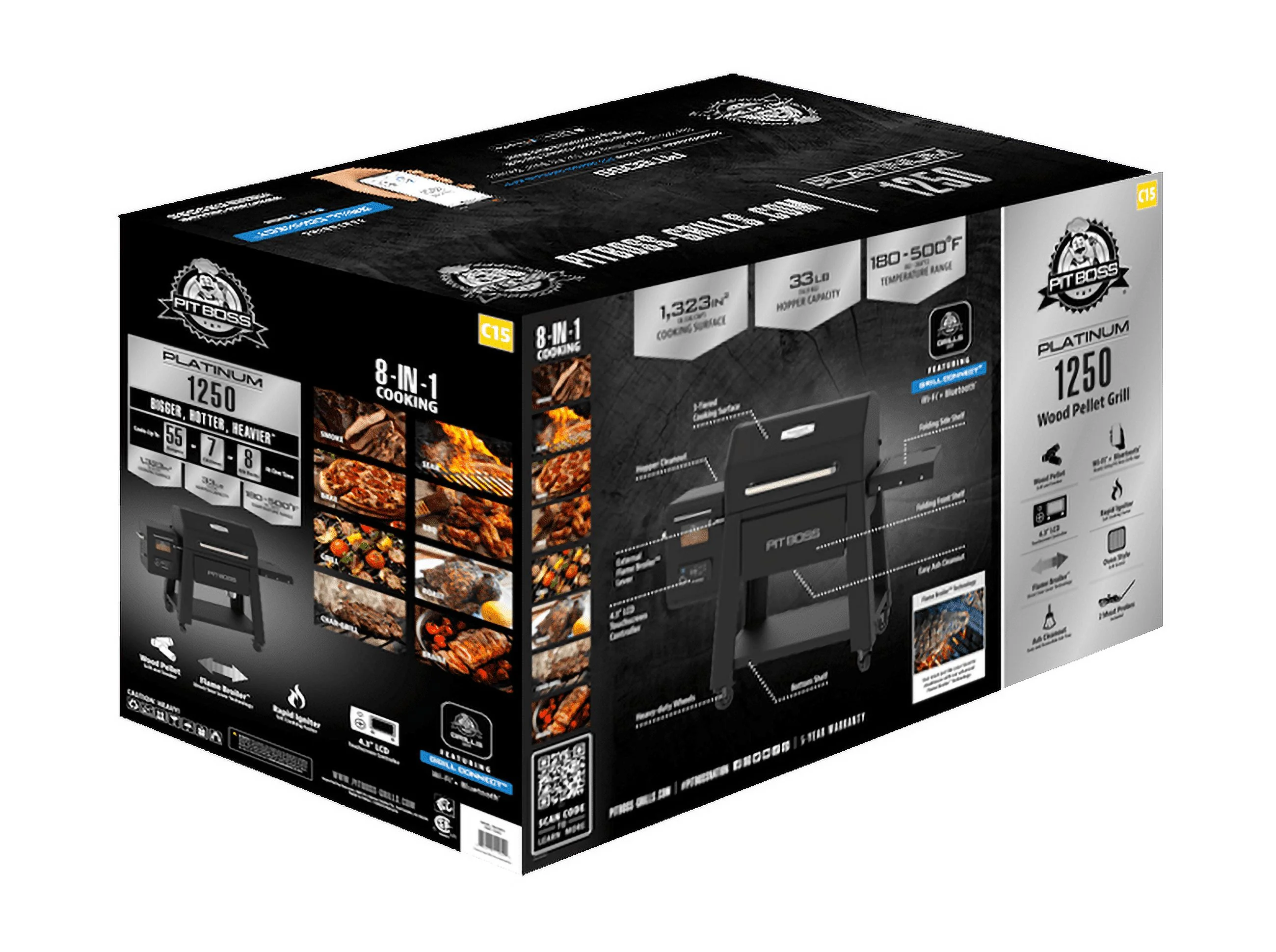 Pit Boss Platinum 1250 Connected Wood Pellet Grill with Wi-Fi® and PID Controller