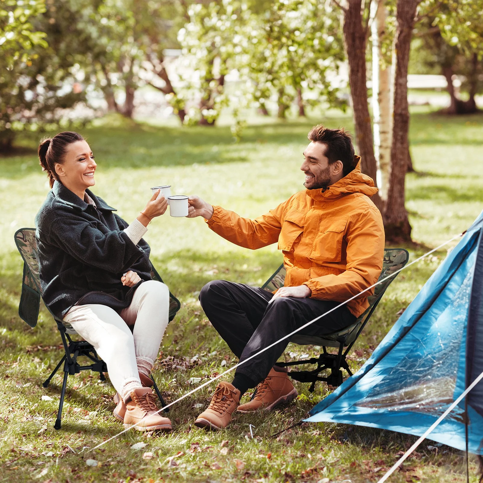 HEQUSIGNS Portable Camping Chair Backpacking Chair, 4th Generation Ultralight Folding Chair, Compact Lightweight Foldable Chairs for Hiking Camping Beach(Camouflage)