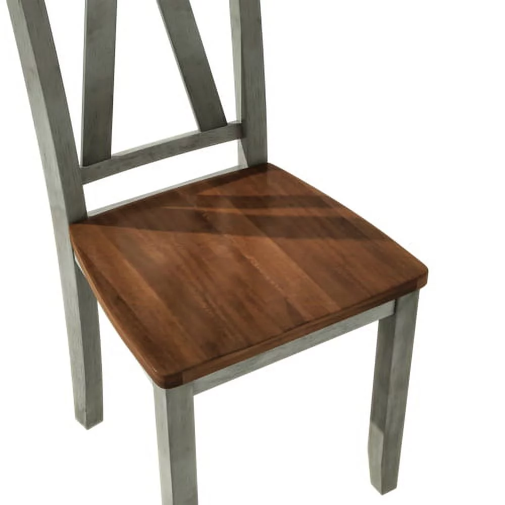 Churanty Wood Farmhouse Dining Table Set for 6 Kitchen Rectangle Table with Long Bench and 4 Dining Chairs, Walnut+Gray