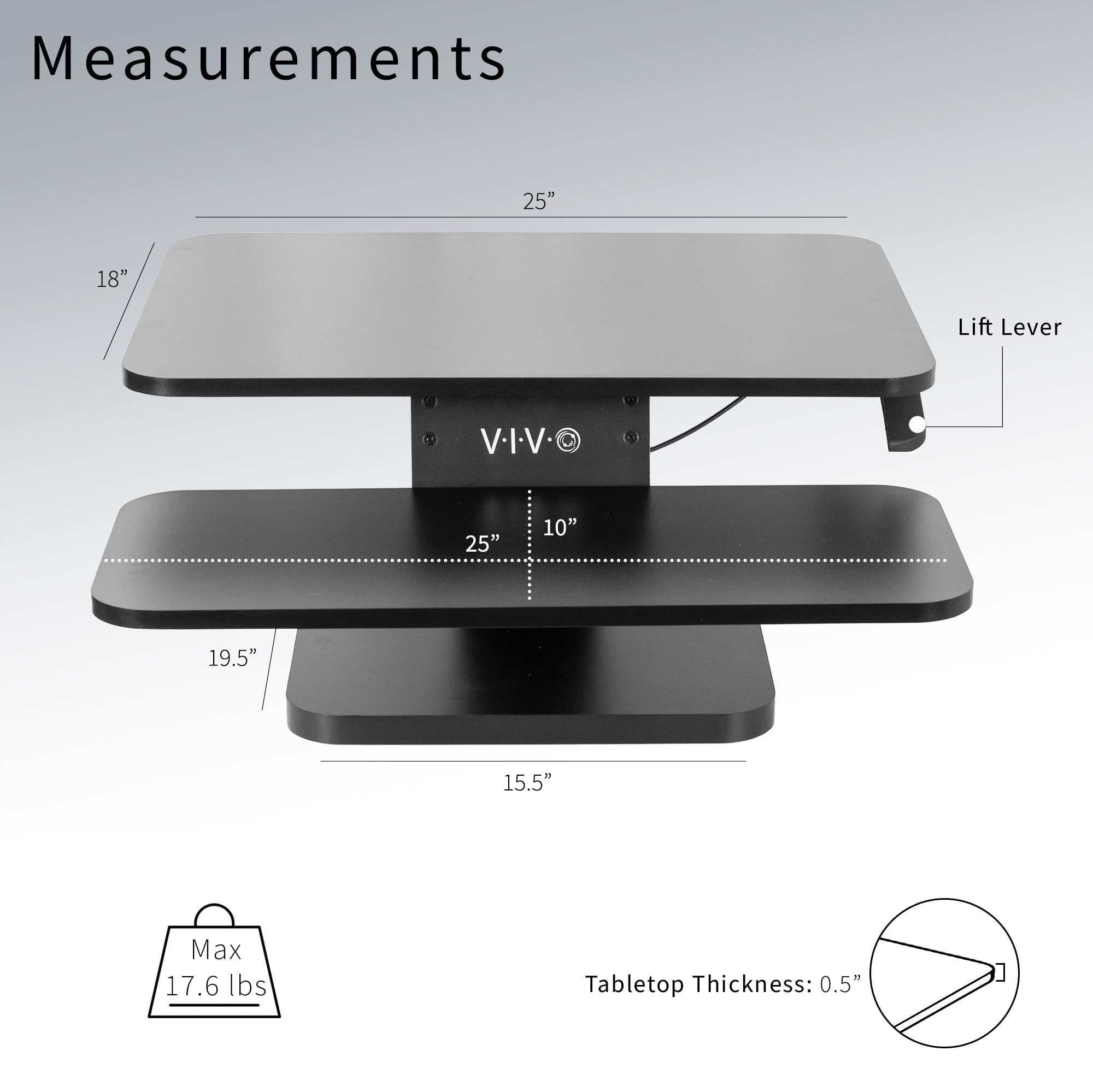 VIVO Height Adjustable Standing Desk Gas Spring Riser 25