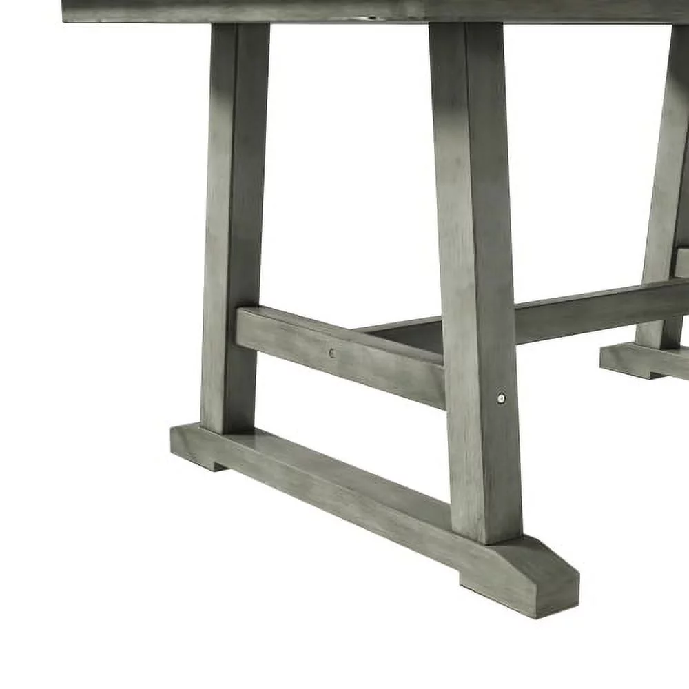 Churanty Wood Farmhouse Dining Table Set for 6 Kitchen Rectangle Table with Long Bench and 4 Dining Chairs, Walnut+Gray