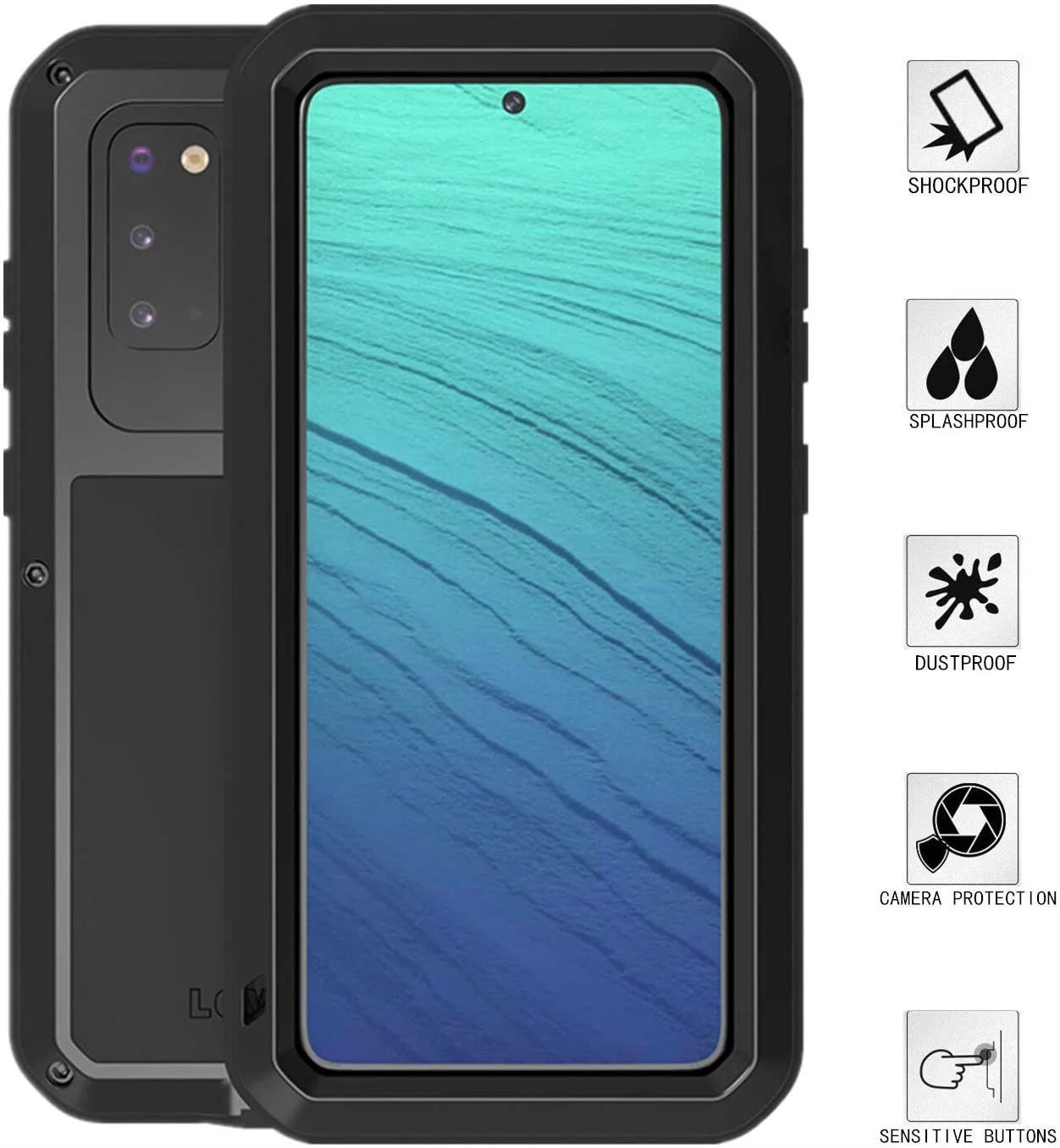 Gorilla Aluminum Metal Samsung Galaxy S22 Plus Case (Black) Heavy Duty Military Grade Shockproof and Scratch Resistant Protection, Rugged Outdoor Travel