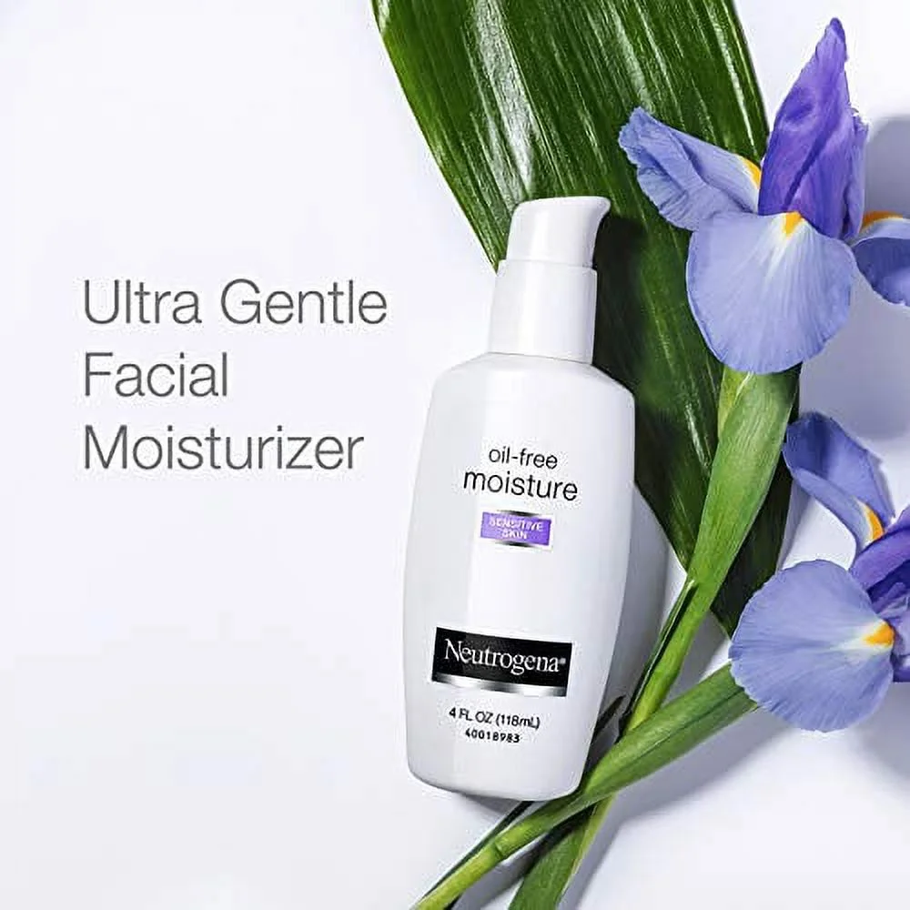 neutrogena oil free moisture daily hydrating facial moisturizer & neck cream with glycerin - fast absorbing ultra gentle lightweight face lotion & sensitive skin face moisturizer, 4 fl. oz
