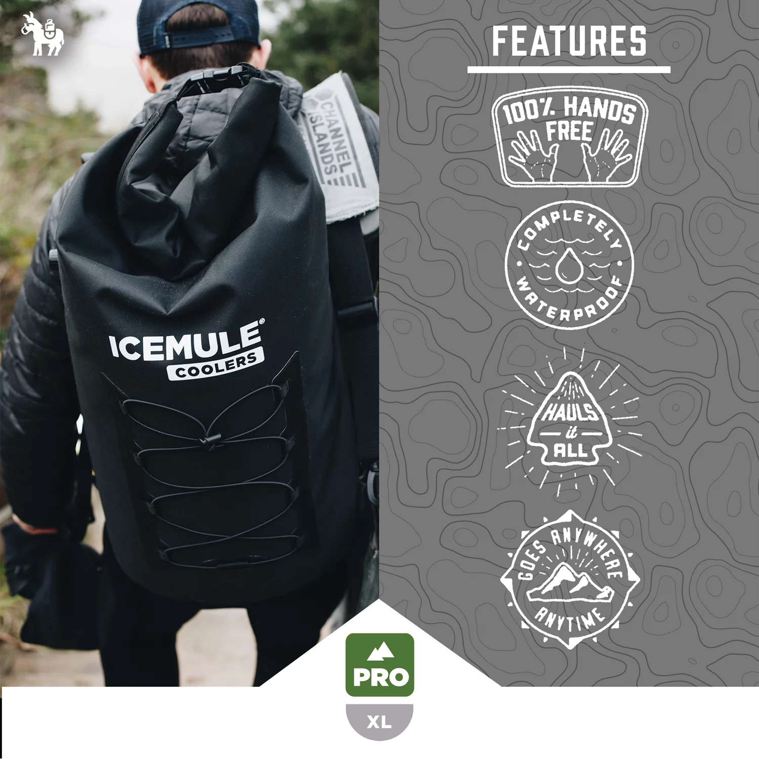 IceMule Pro XLarge 33 Liter 24 Can Soft Insulated Waterproof Backpack Cooler Bag