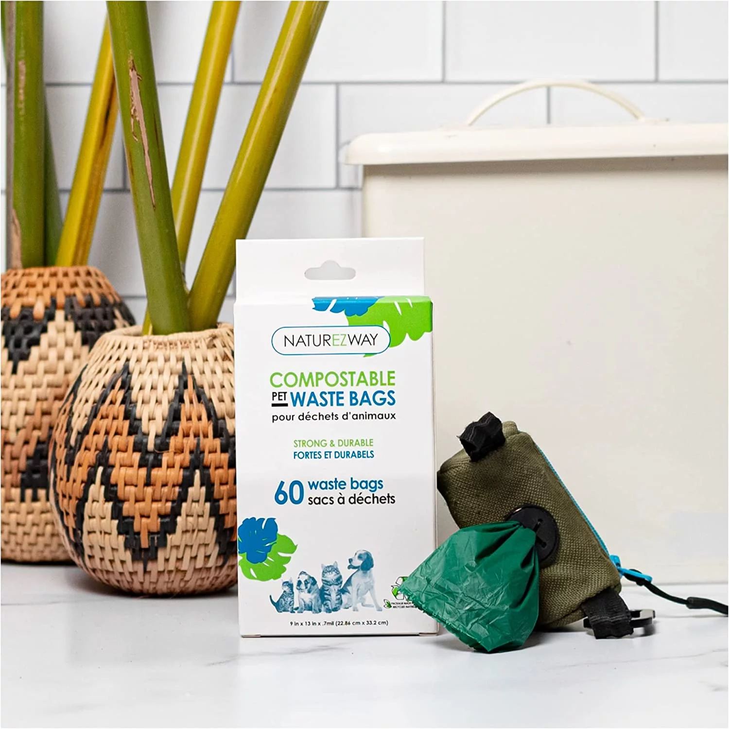 100% Compostable - NatureZway’s 360 Count, 6 Packs of Pet Waste Bags,Unscented, Durable, Leak Proof, Heavy Duty Go Green Keep Your Furry Friend and the Environment Happy 3 lbs