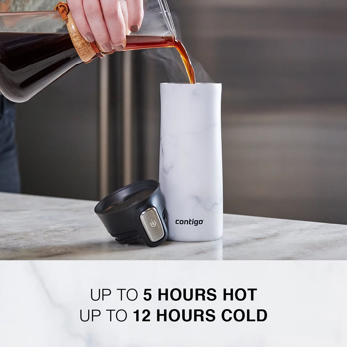 Contigo Couture Pinnacle Stainless Steel Travel Mug with AUTOSEAL Lid Black Shell, 14 fl oz.
