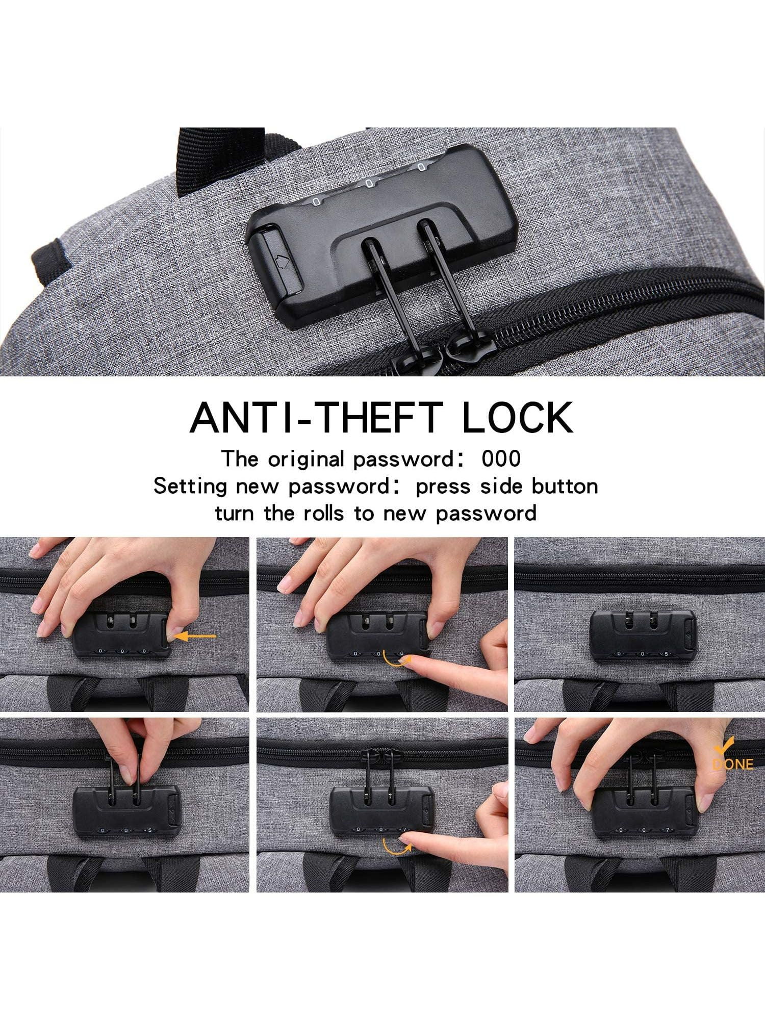 Deago Travel Laptop Backpack for Men Women Business Anti Theft Backpack with USB Charging Port Water Resistant College School Computer Bag, Gray