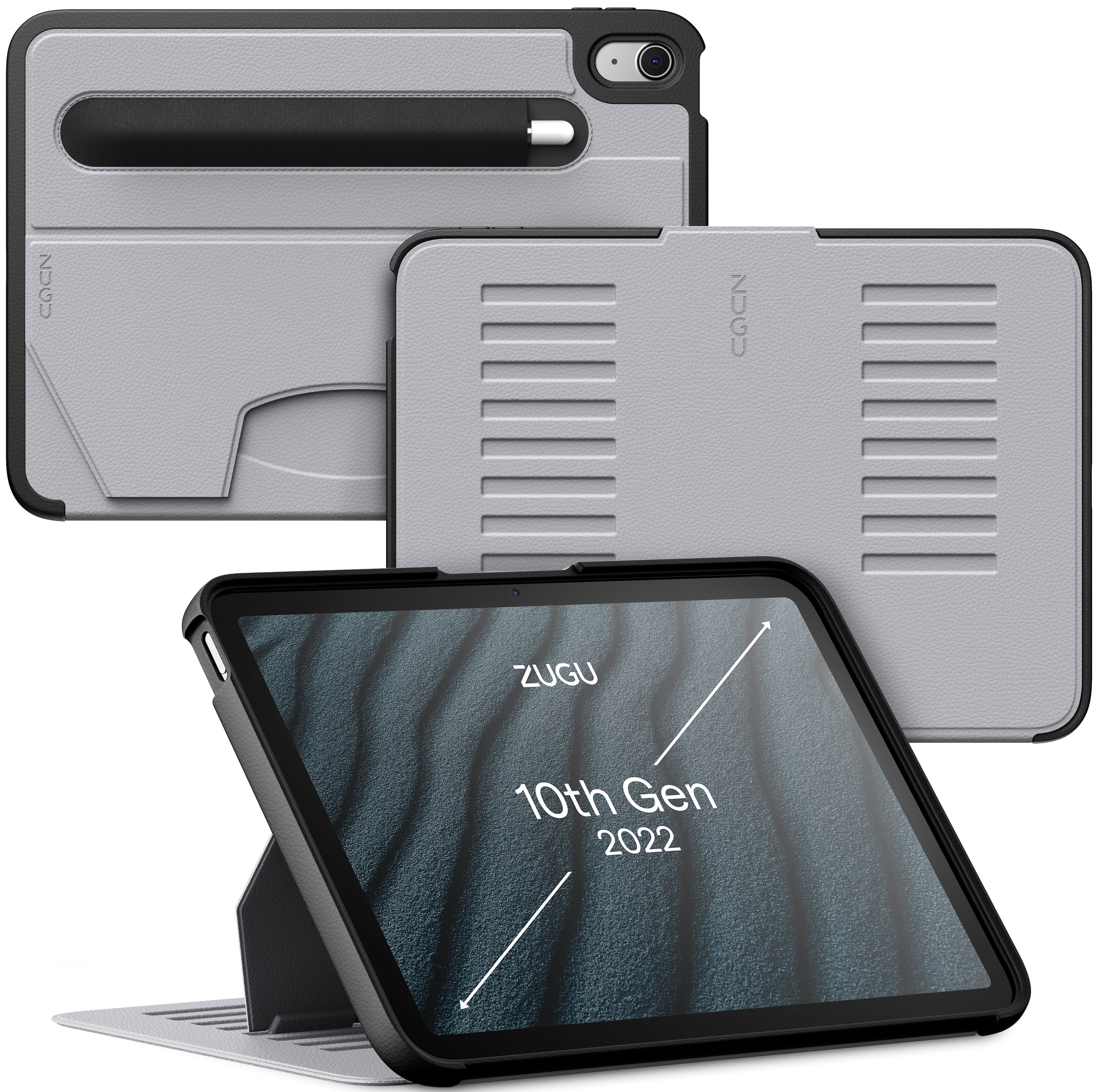 ZUGU CASE for iPad 10.9 Inch 10th Gen (2022) Slim Protective Case - Magnetic Stand & Sleep/Wake Cover (Model #s A2696, A2757, A2777) - Arctic