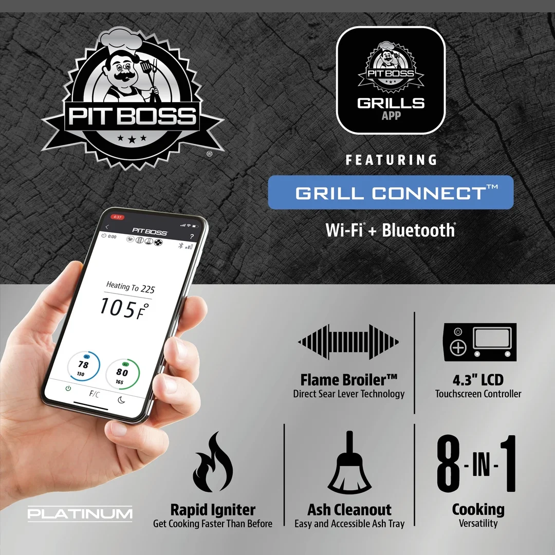 Pit Boss Platinum 1250 Connected Wood Pellet Grill with Wi-Fi® and PID Controller