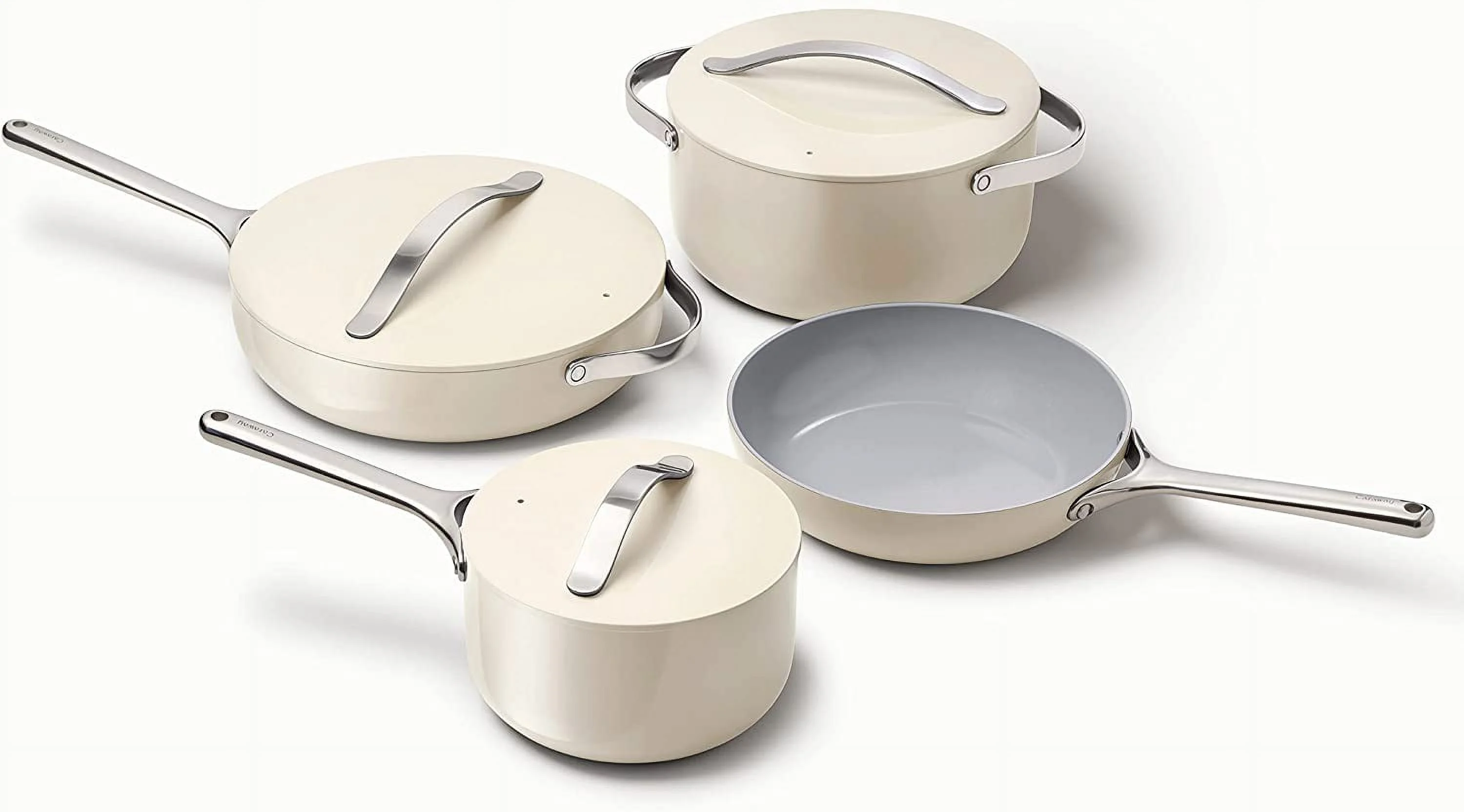 Caraway Nonstick Ceramic Cookware Set (12 Piece) Pots  Pans  Lids and Kitchen Storage - Non Toxic  PTFE & PFOA Free - Oven Safe & Compatible with All Stovetops (Gas  Electric &