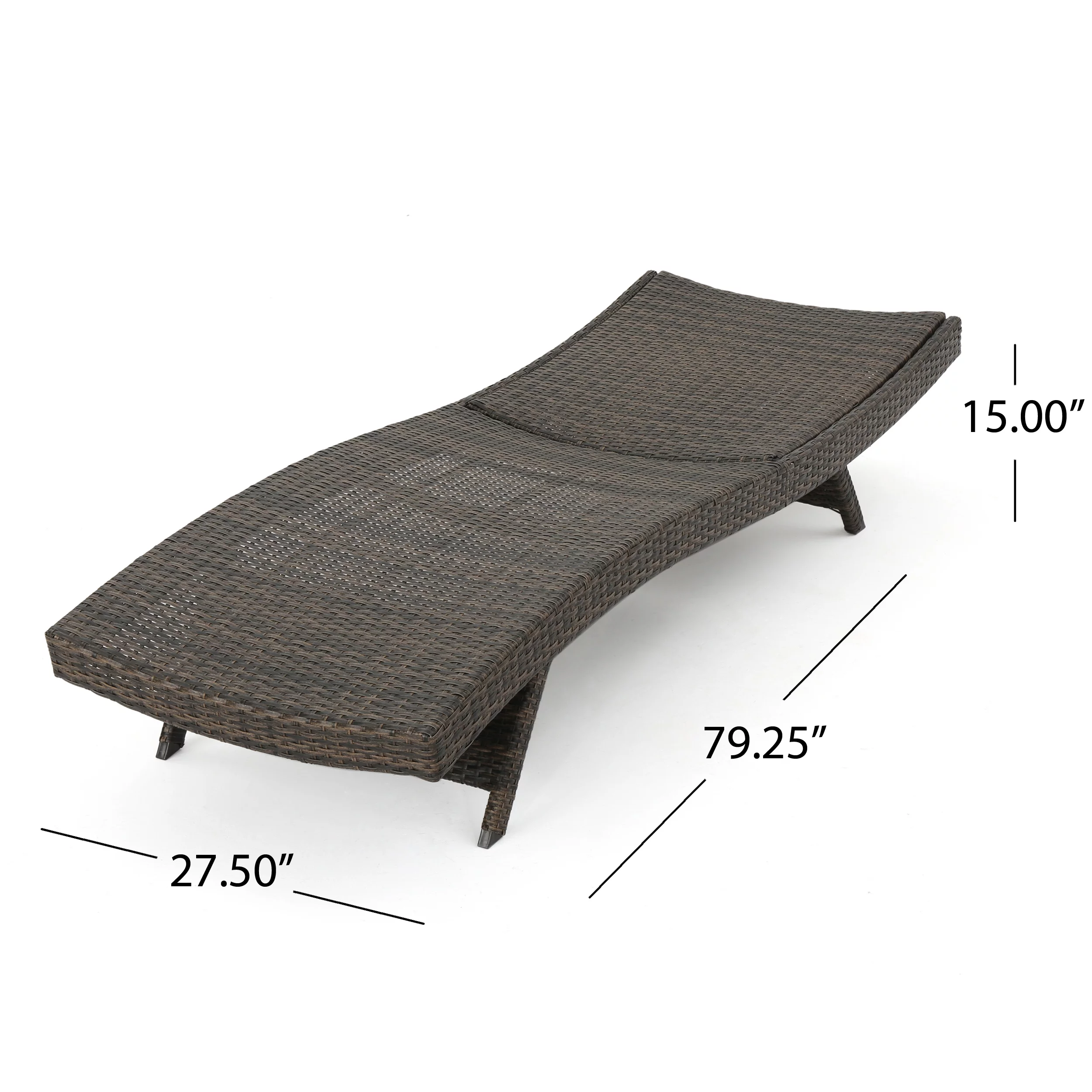 Bailee Outdoor 3 Piece Armless Wicker Chaise Lounge and Table Set, Mix Mocha