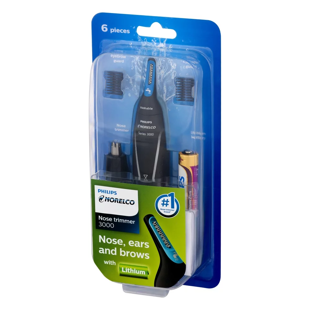 Philips Norelco Nose trimmer 3000, NT3000/49, with 6 pieces for nose, ears and eyebrows