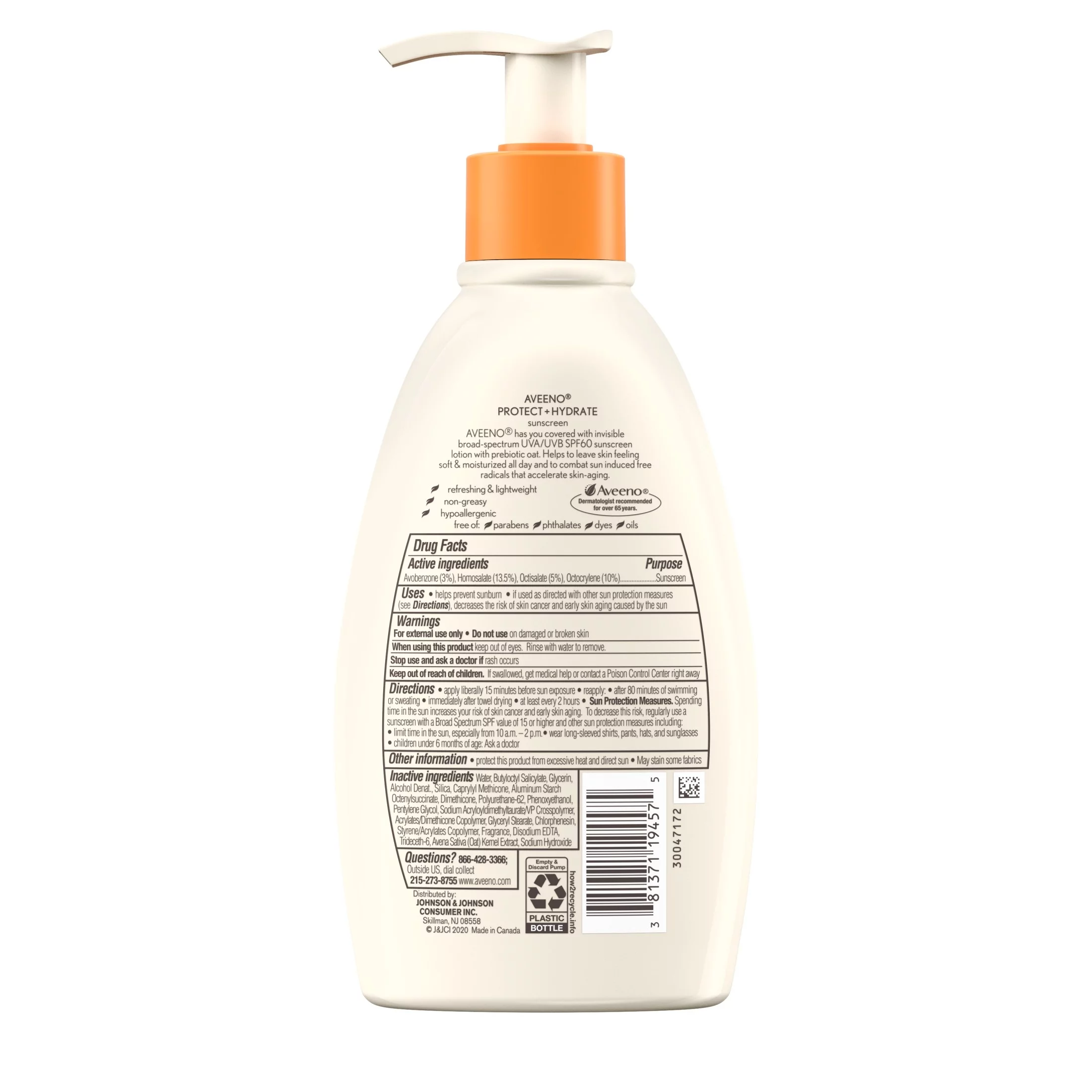 Aveeno Protect + Hydrate Body Sunscreen Lotion, SPF 60, 12.0 fl. oz