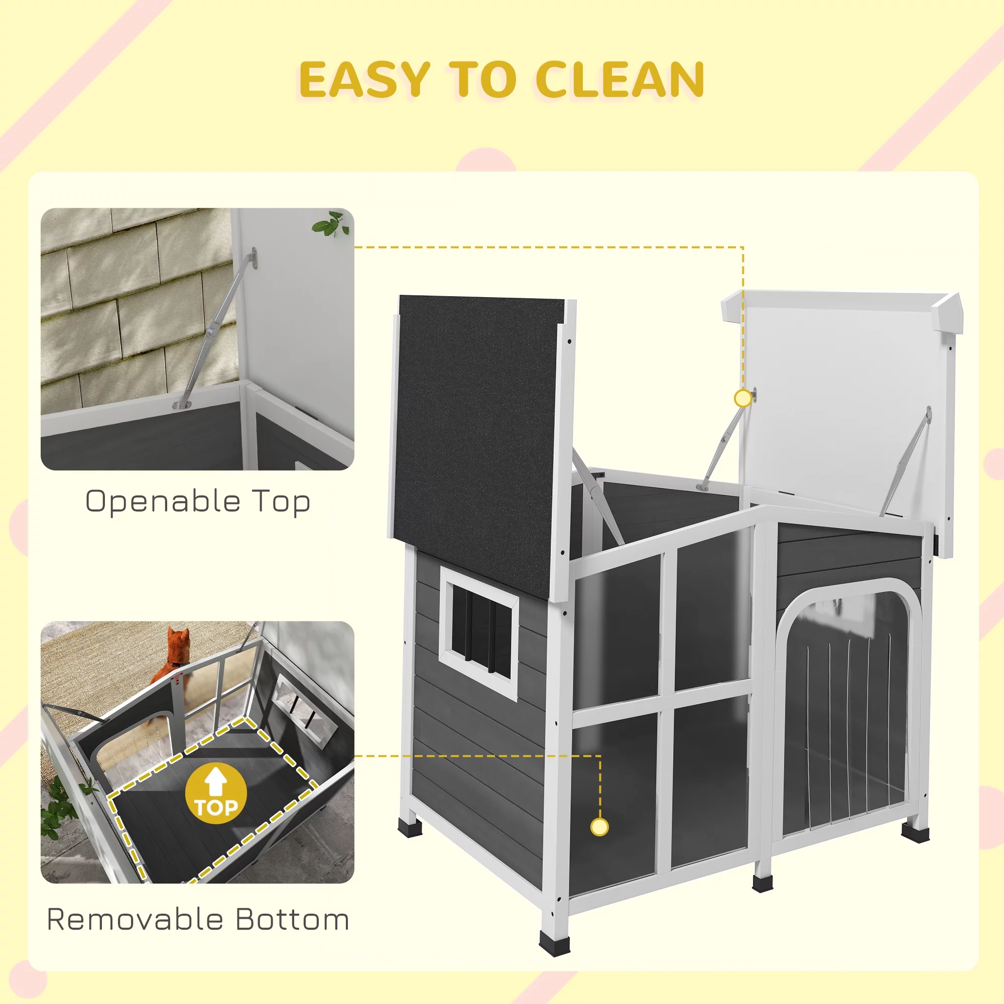 PawHut Giant Window Wooden Dog House for Large Dogs Outdoor & Indoor