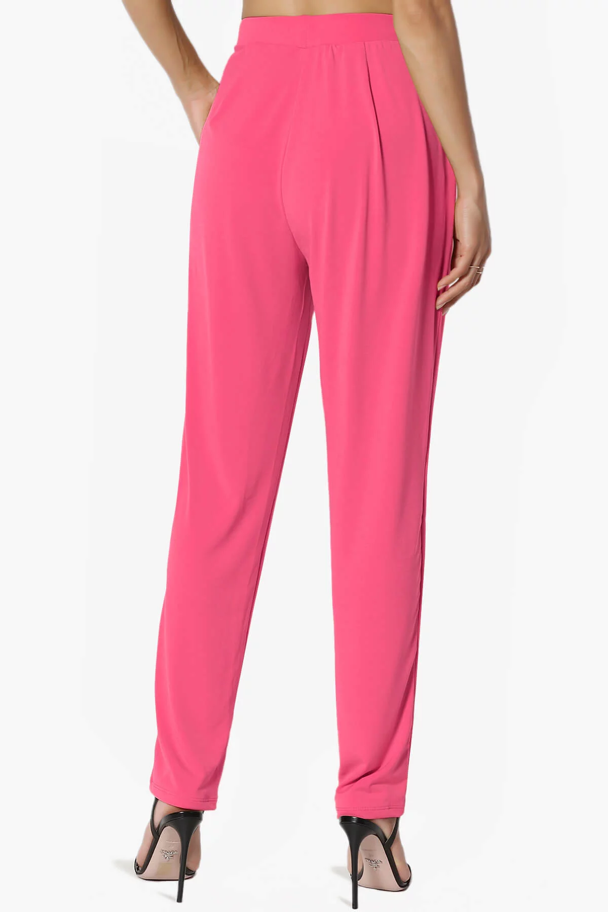 Women's Summer Draped Cool Pleated Elastic High Waist Tapered Leg Crop Pants