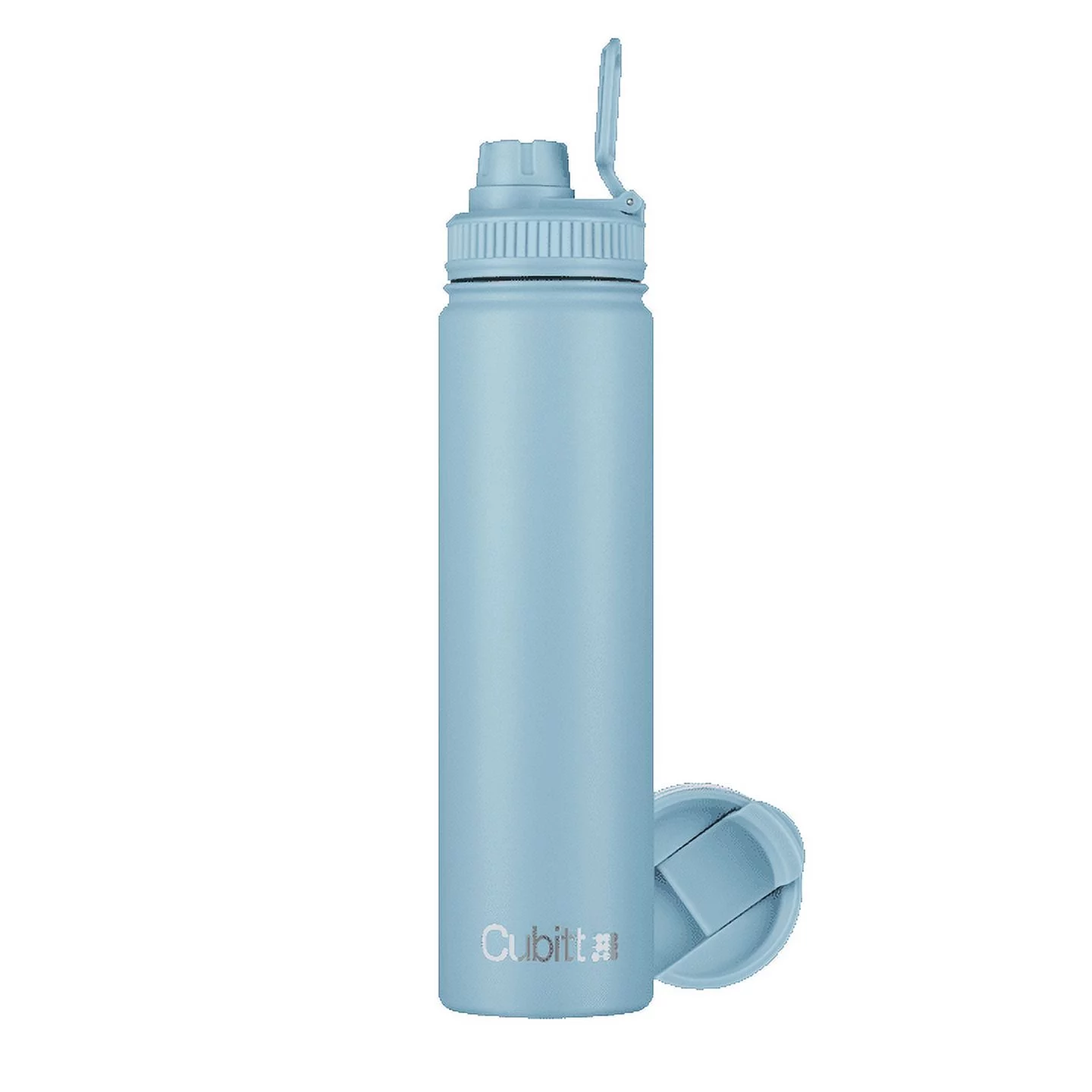 Cubitt Insulated Sports Hydro Water Bottle 24 oz, 2 Lids (Coffee Lid and Wide Mouth Twist Sports Lid), Stainless Steel, Double Walled. Cold for up to 24 hours, Hot for up to 12 hours. SMOKE BLUE