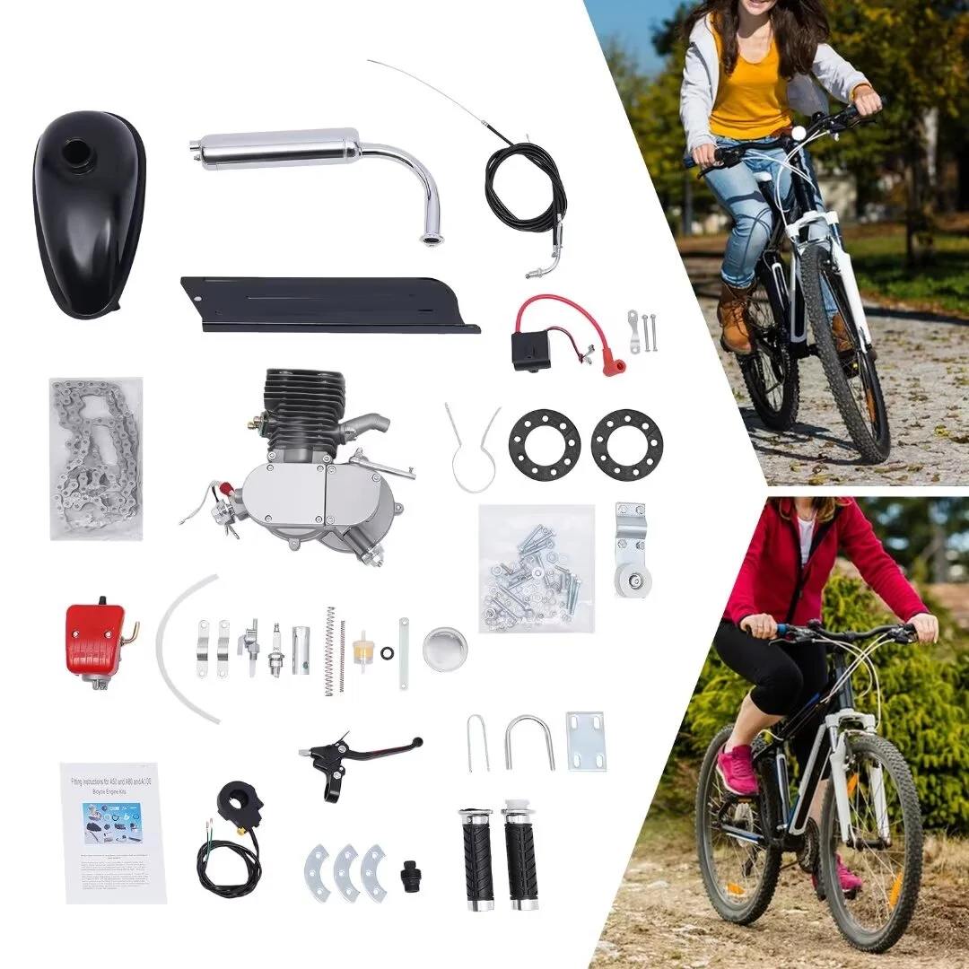 MIDUO Bicycle Engine kit, Full Set Upgraded 100cc Bike Sprocket Motorized 2 Stroke Petrol Gas Motor Engine Kits for Motorized 26