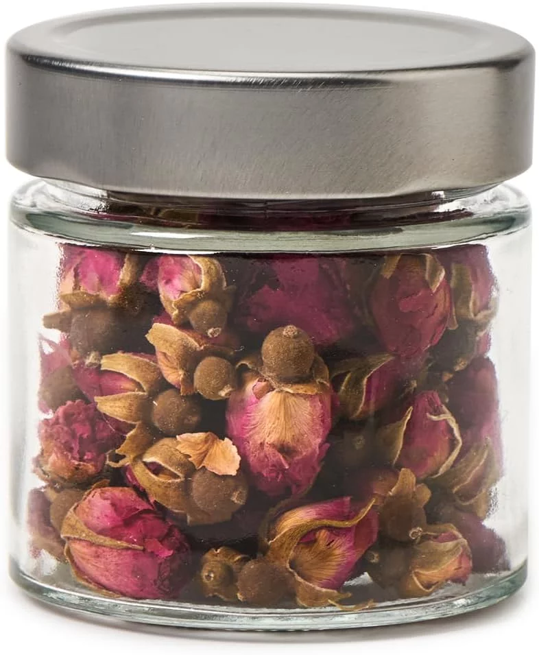 EZOWare 6oz Airtight Glass Jars with Brushed Silver Lids, Set of 6 Kitchen Clear Food Canister Storage Container for Yogurt, Jelly, Dessert, Honey, Jams, Sugar, Spices, and DIY Candles Decor