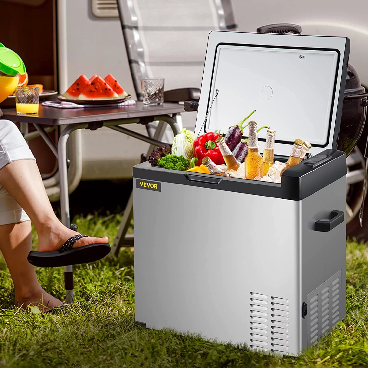 Vevor  12V Refrigerator with APP Control Car Compressor Fridge Cooler 12-24V DC &110-220V AC for Camping
