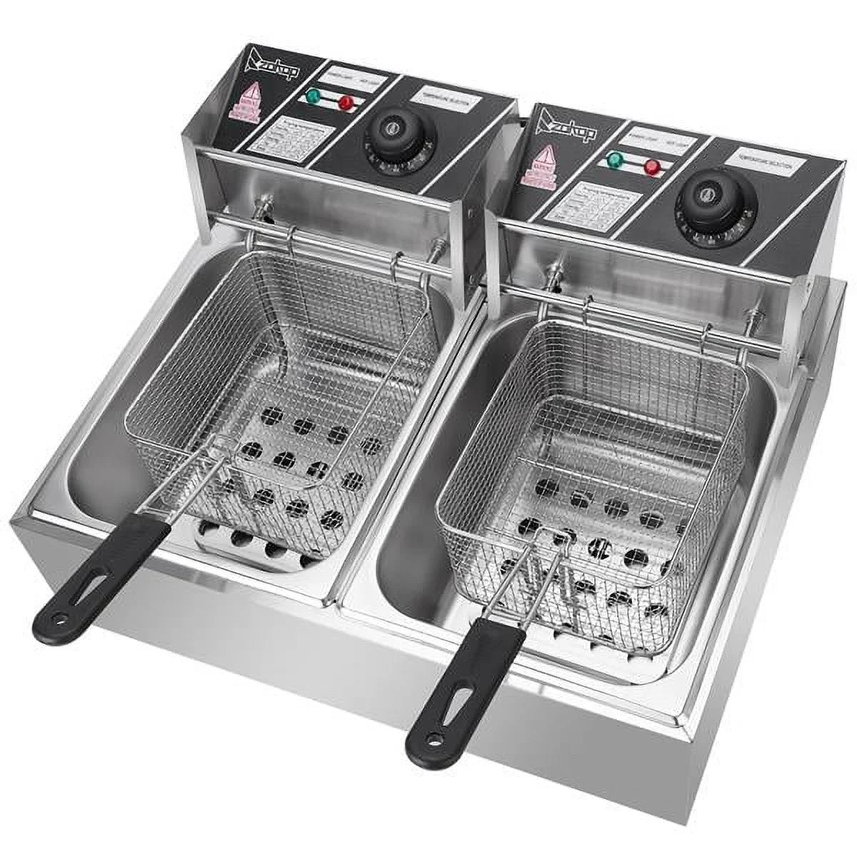 Mother's Day Sales - Commercial 12L 5000W Professional Electric Countertop Deep Fryer Dual Tank Stainless Steel for Restaurant