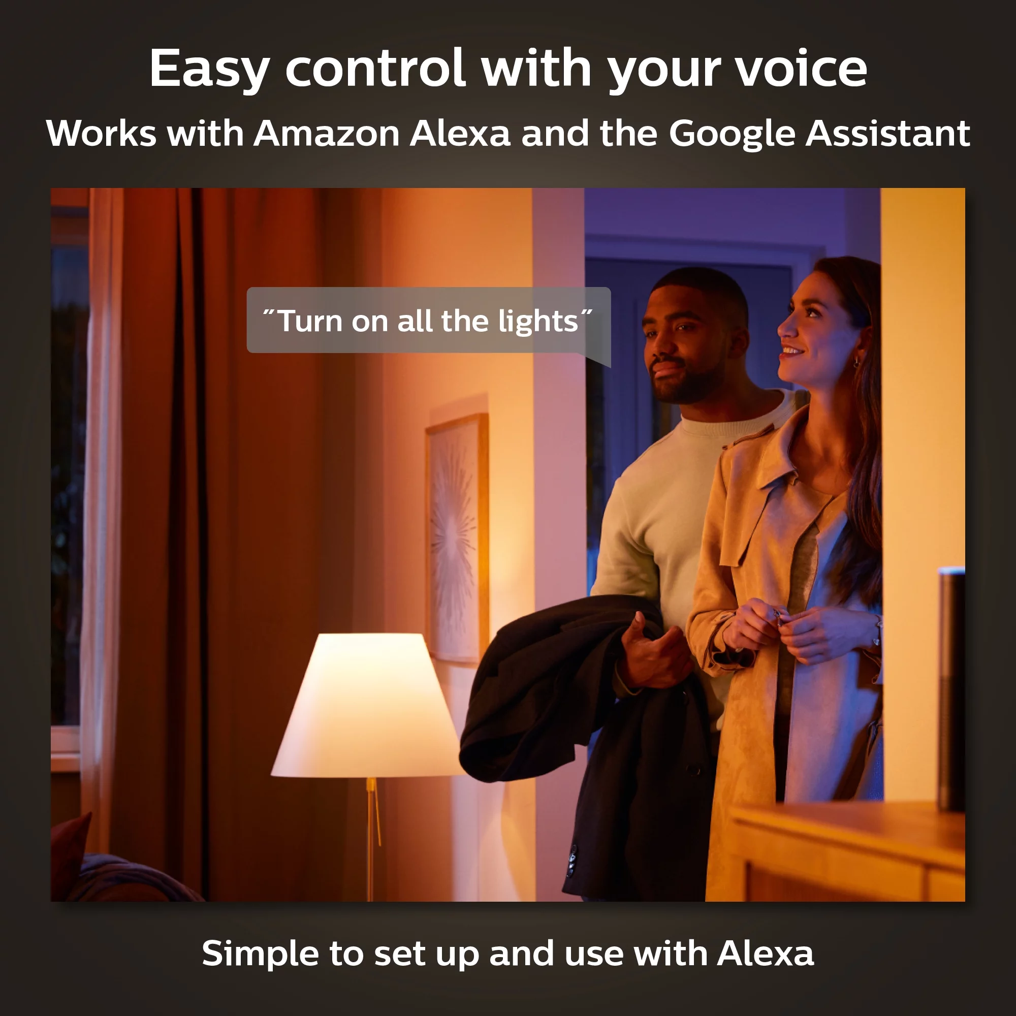 Philips Hue 3-Pack White and Color Ambiance A19 Bluetooth LED Smart Bulbs, Multicolored