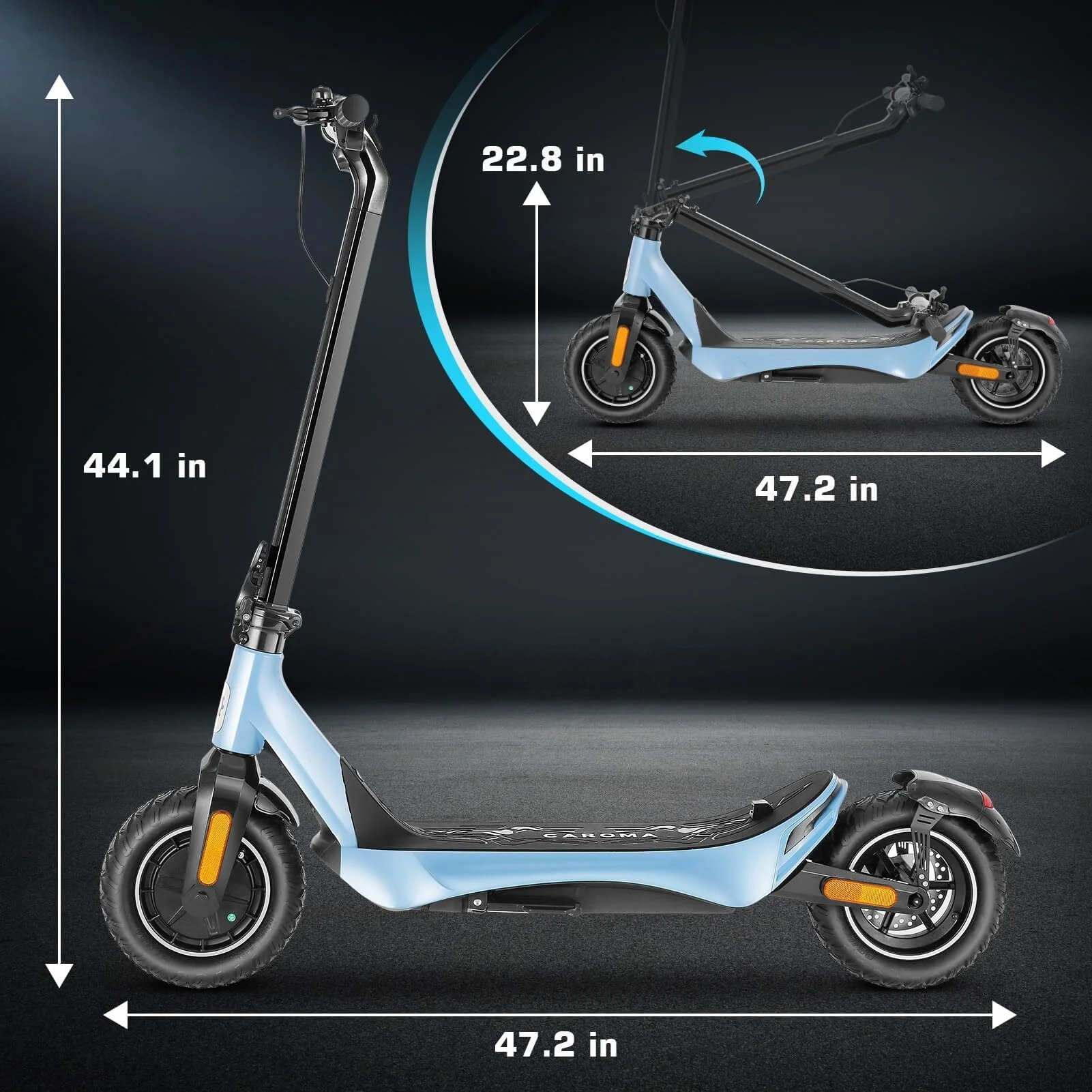 Caroma Electric Scooter for Adults, 800W Peak Motor, 30 Miles Range, Max 25 Mph, 10