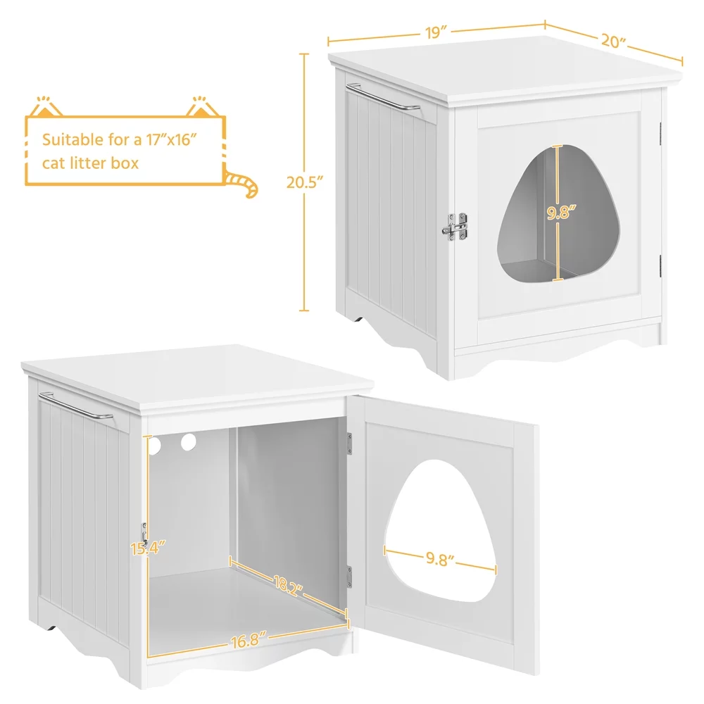 Topeakmart Wood Cat Home and Litter Box, White