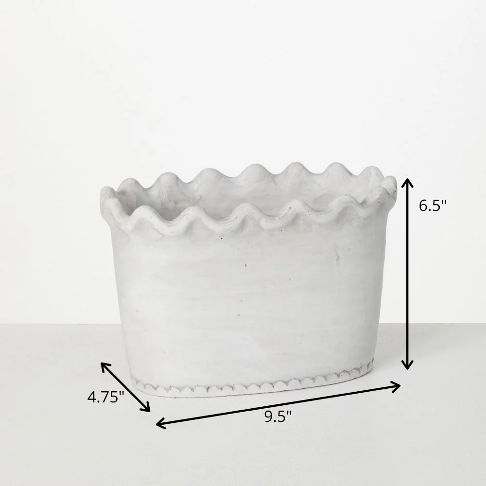 Sullivans Scalloped Edge Dish Garden Ceramic Planter 6.5