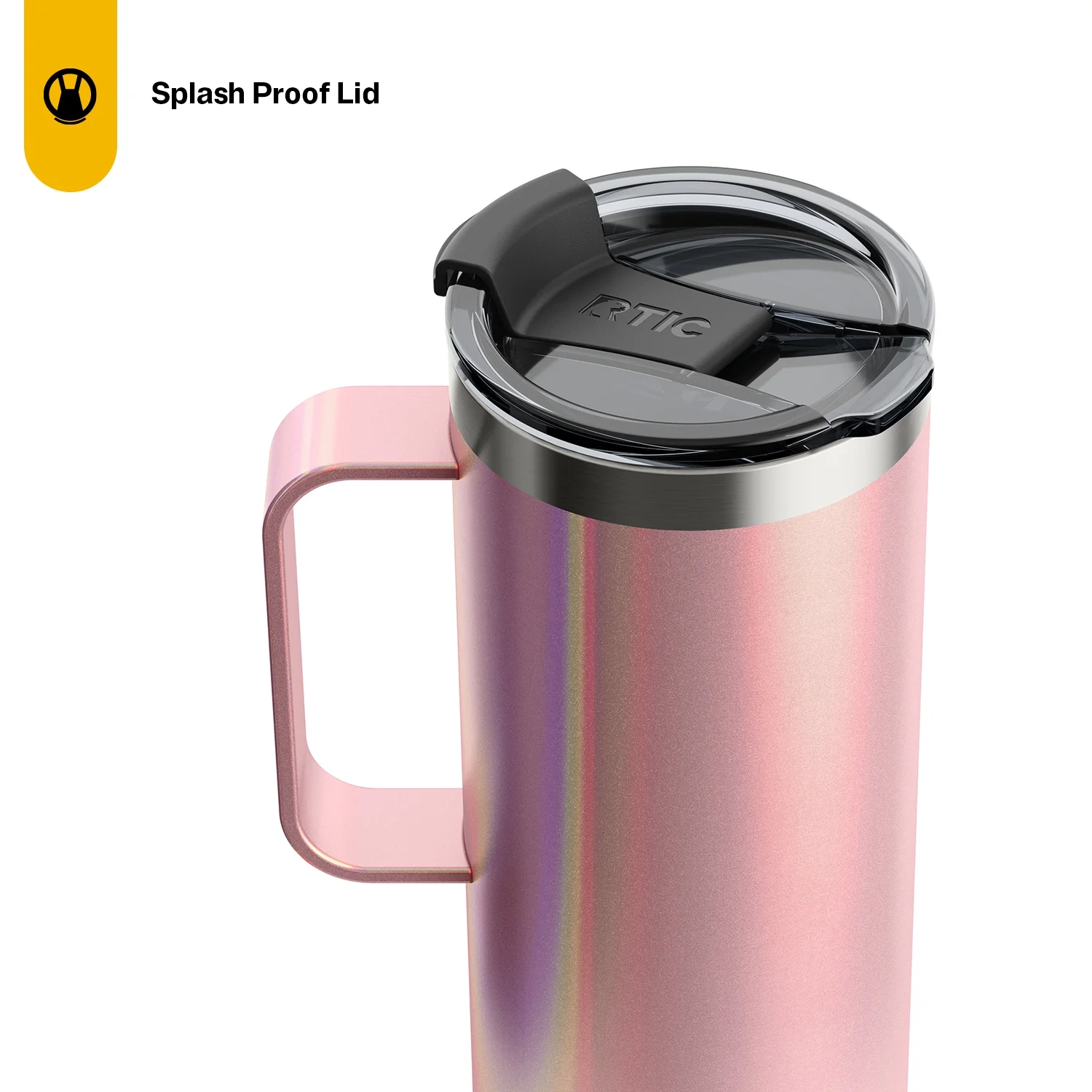 RTIC 20 oz Stainless Steel Insulated Travel Mug, Splash-Proof Lid, Dusty Rose Glitter
