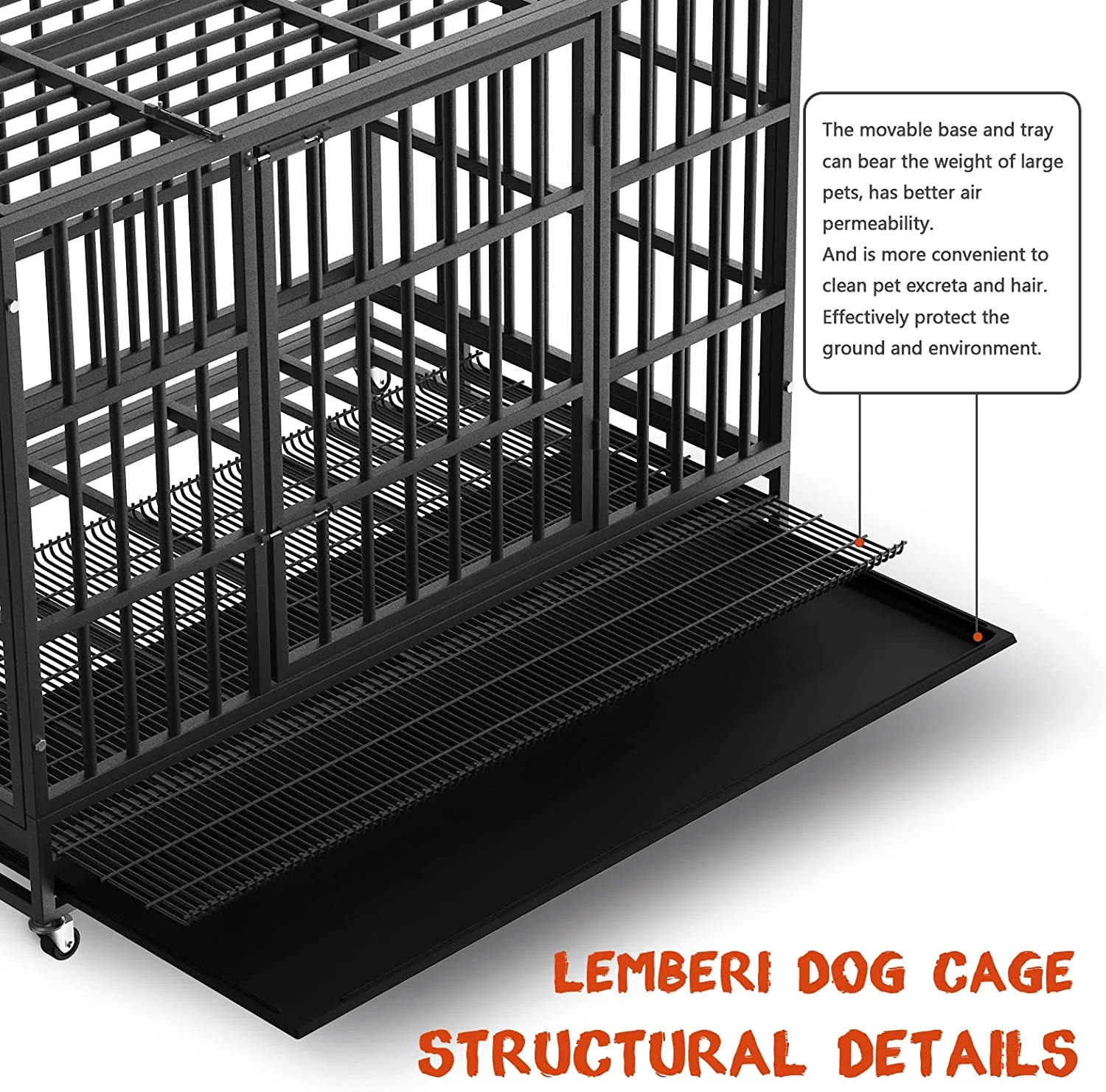 Vitesse Heavy Duty Indestructible high Anxiety  Dog Crate cage for Outdoor and Indoor with Removable Tray