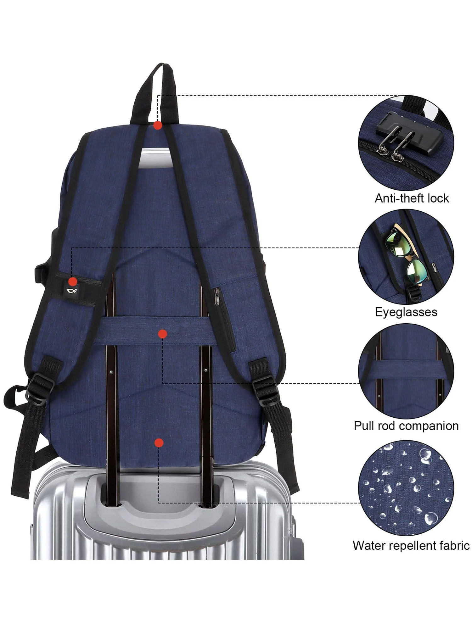 Deago Travel Laptop Backpack for Men Women Business Anti Theft Backpack with USB Charging Port Water Resistant College School Computer Bag, Gray