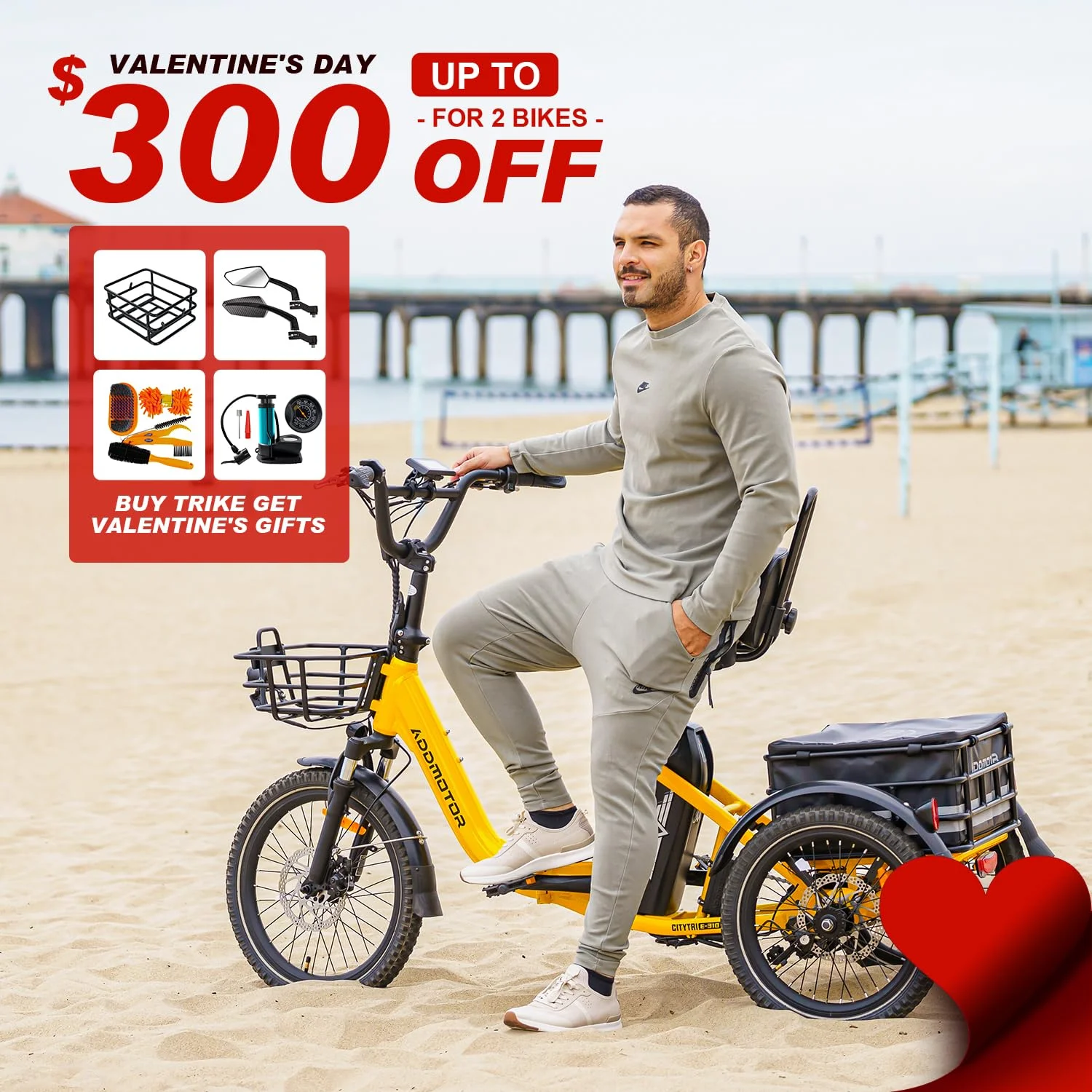 Addmotor Electric Trike, 750W (Peak 1400W) 90Miles Electric Tricycle for Adults, 48V 20Ah Folding 3 Wheel Electric Bikes with Parking Brake & Rear Speed Differential, E-310 Blue