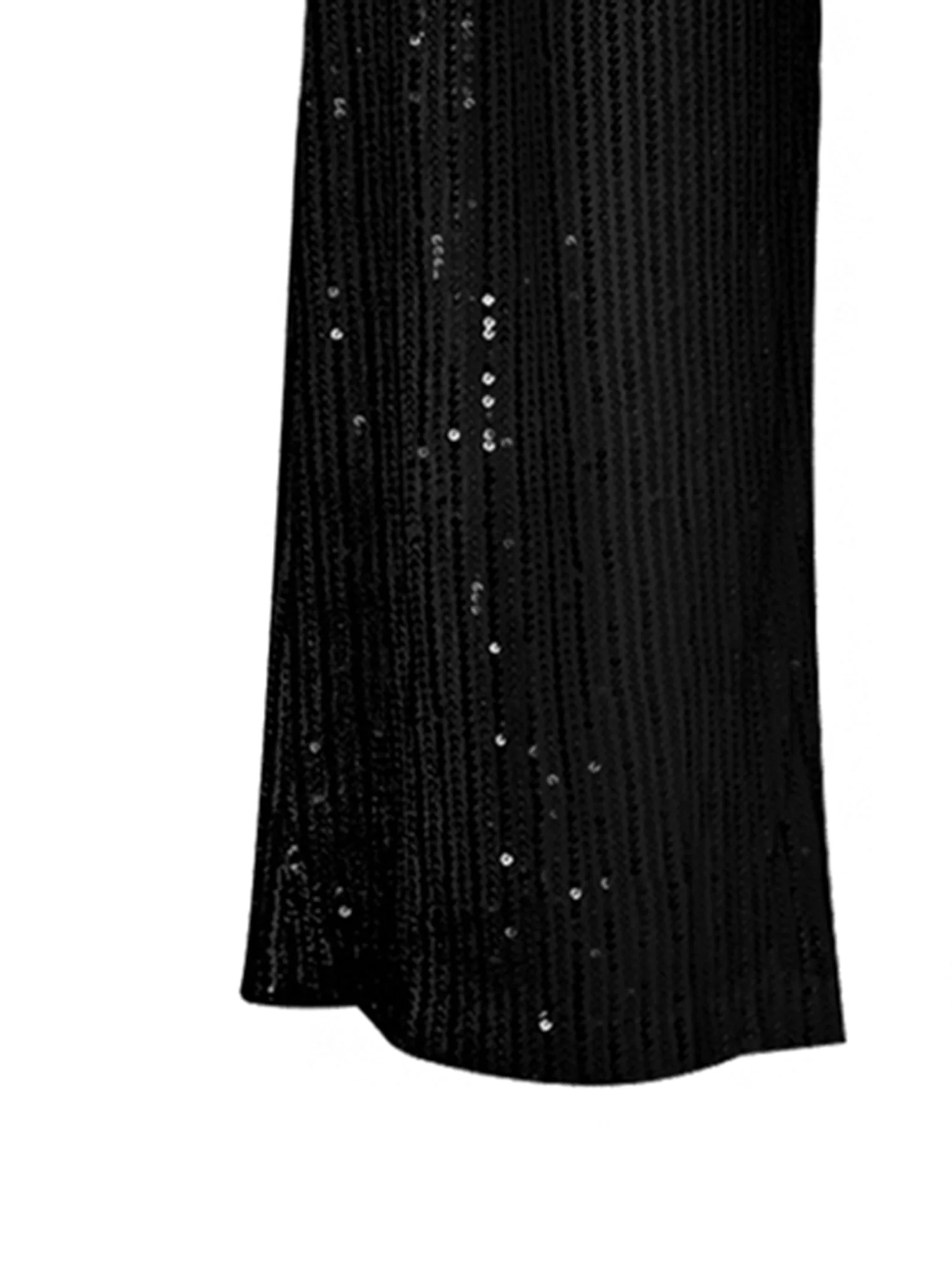 Women Elegant Glitter Sequin Pants High Waist Loose Fit Straight Leg Invisible Side Zipper Closure Trousers