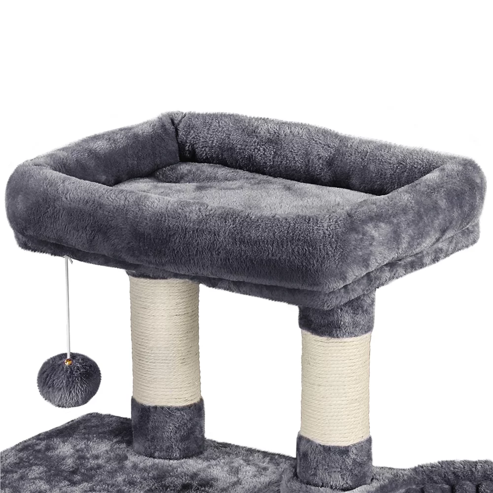 Easyfashion 4-Level Plush Cat Tree Cat Pet Scratching Stand with Condo, Dark Gray