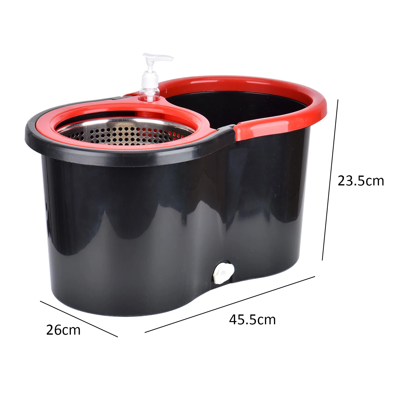 Mop Bucket with Wringer Set, 360 Spinning Mop Bucket Systerm for Floor Cleaning with 3 Microfiber Mop Head for Office and Home Use, Black (Mop Bucket 20QT)