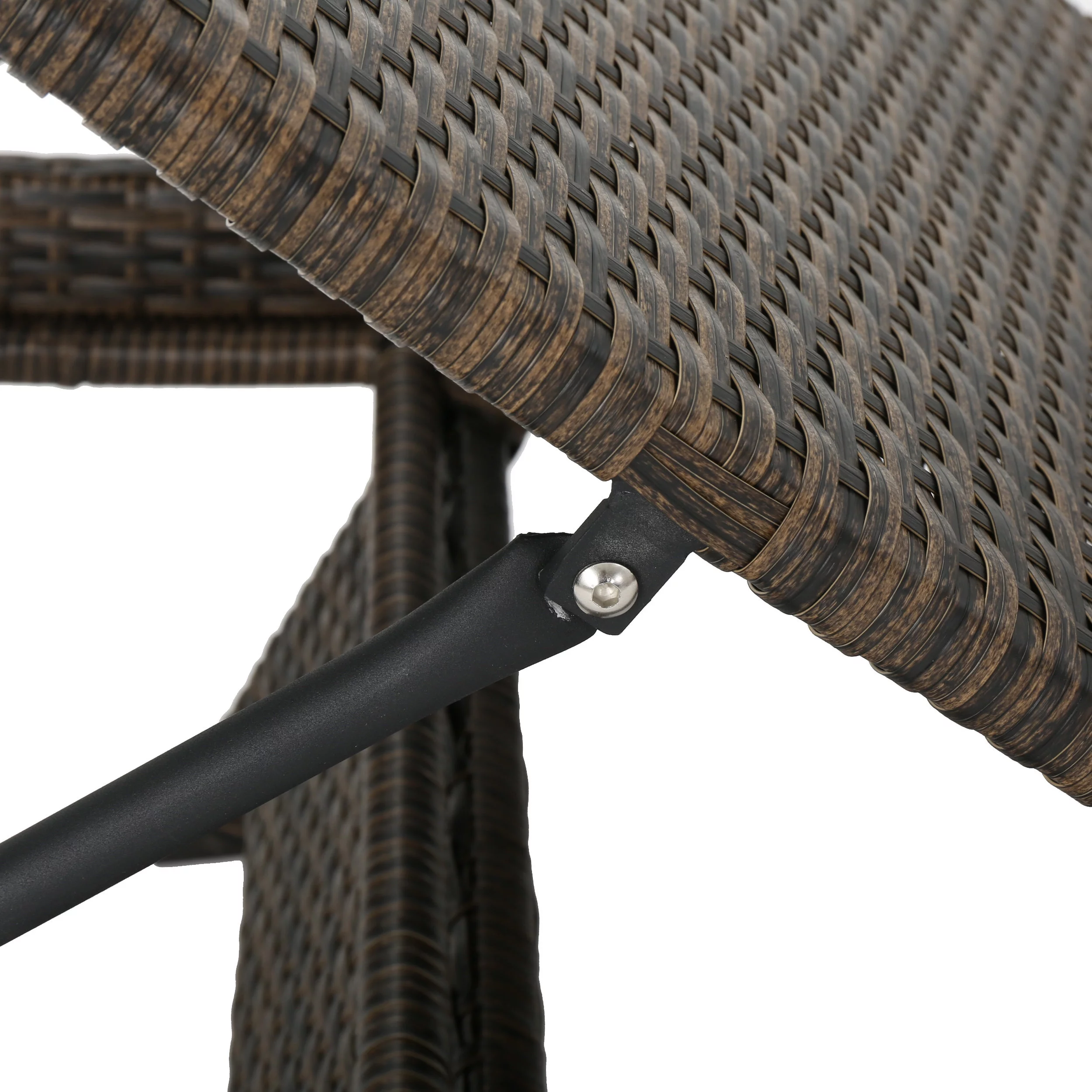 Bailee Outdoor 3 Piece Armless Wicker Chaise Lounge and Table Set, Mix Mocha