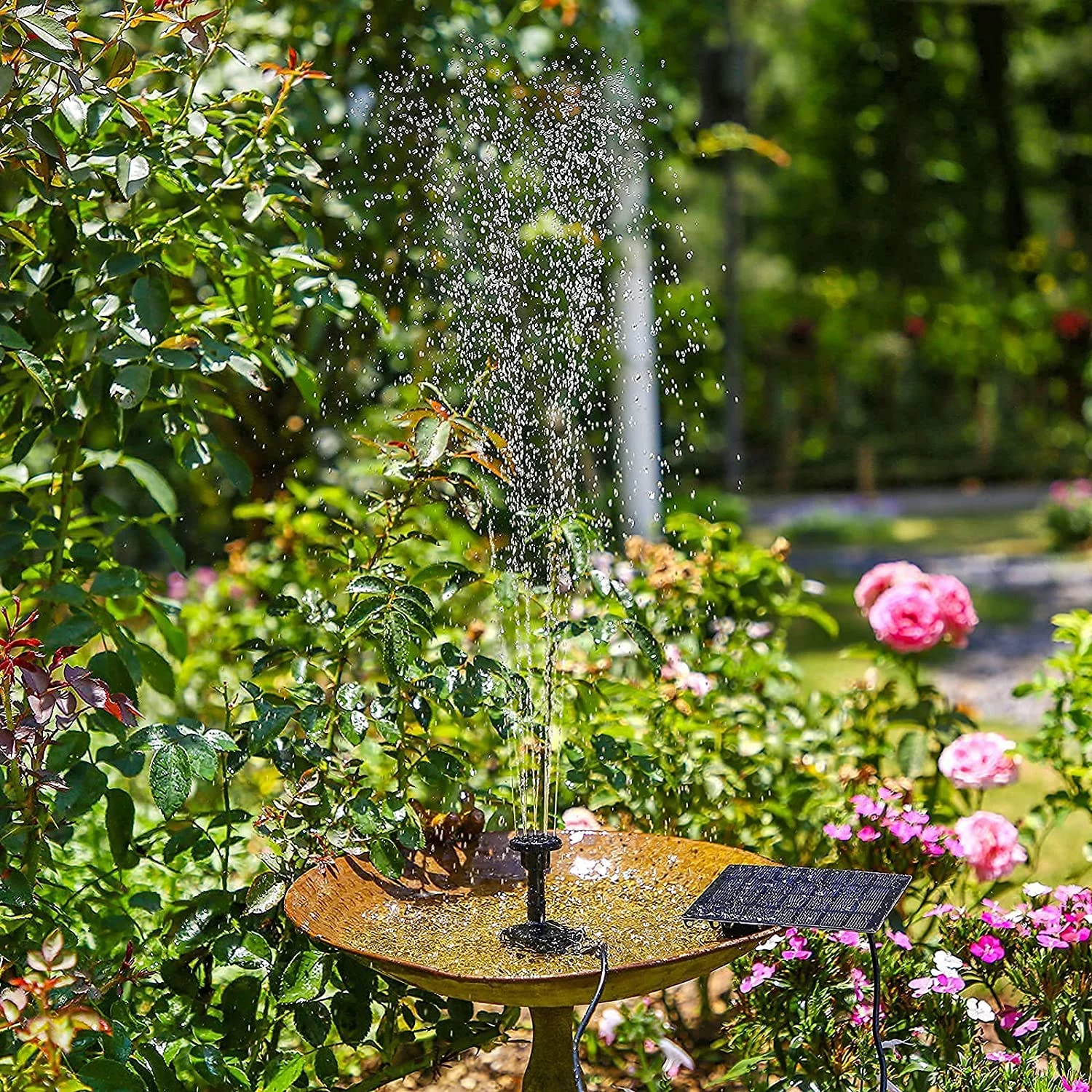 AISITIN DIY Solar Water Pump Kit, Solar Powered Water Fountain Pump with 6 Nozzles, DIY Water Feature Outdoor Fountain for Bird Bath, Ponds, Garden and Fish Tank