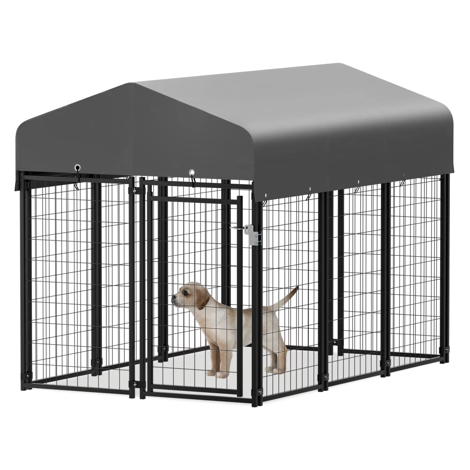 MoNiBloom 4ft x 6.25ft x 4.50ft Heavy Duty Outdoor Dog Kennel with Waterproof Canopy, 10 Panels Expandable Dog Playpen with Latch, Dog Pen House Backyard Shelter