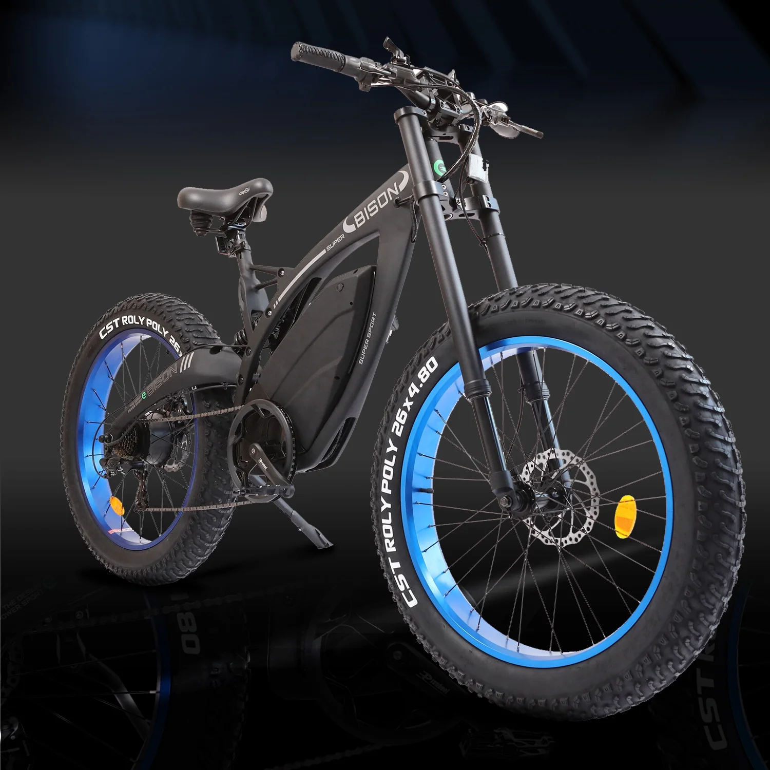 Ecotric 750 W Electric MTB Bike 18 Ah 48 V Battery 26 x 4.8 In. Fat Tire Full Suspension Fork Aluminum Frame Men's Mountain Bike Beach E-Bike Snow Bicycle for Adults A-E516646