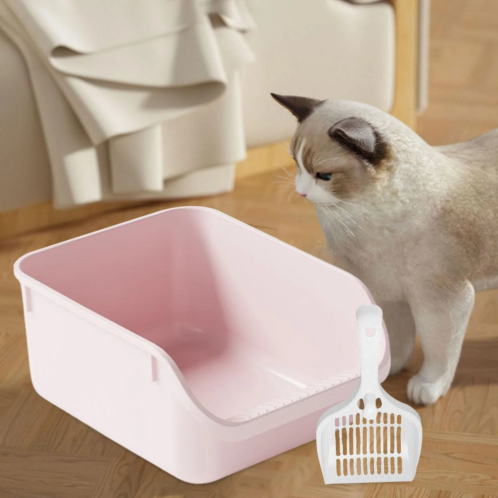 Toysmith Cat Toilet Sand Box s Litter Litter Container High Sided Easy Carry Kitty Litter Pan Cat Litter Toilet pink
