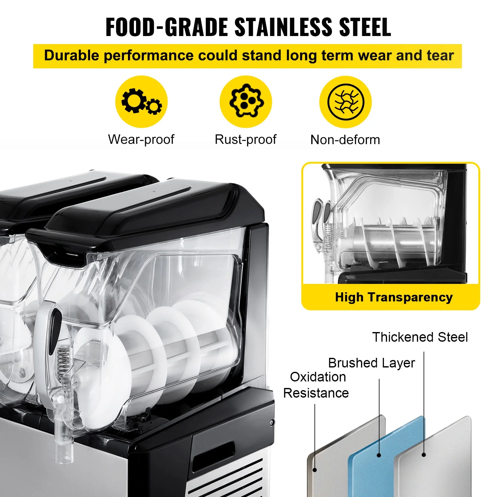BENTISM Commercial Slushy Machine, 2 x 10 L Commercial Margarita Machine, 900W Black  Frozen Drink Maker, Temperature Slush 24.8°F to 28.4°F Slushie Machine, Black