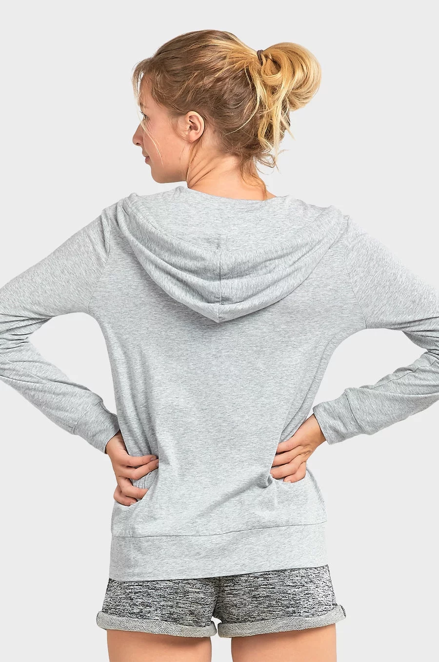 Sofra Women's Lightweight Cotton Blend Long Sleeve Zip Up Thin Hoodie Jacket