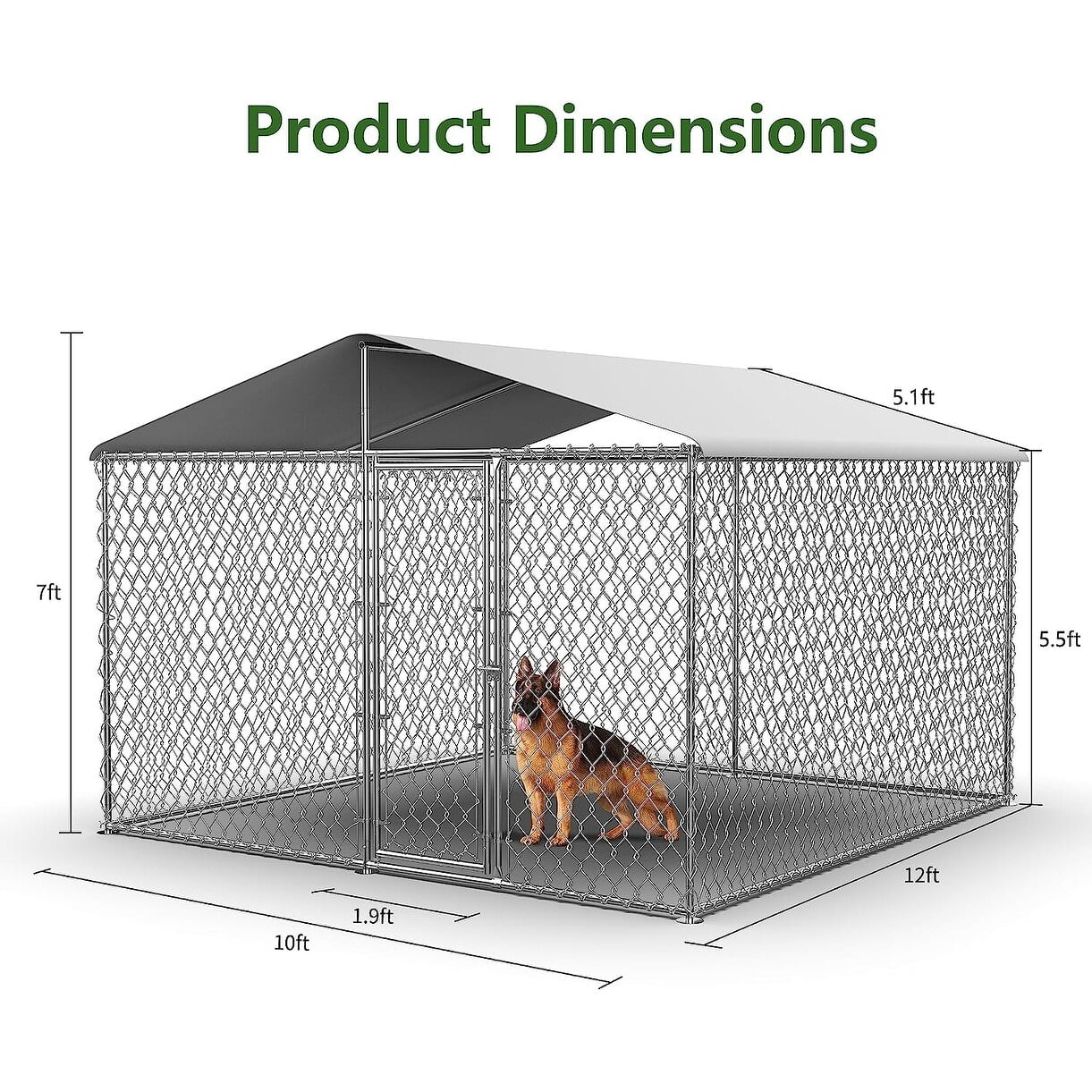 Large Dog Kennel Outdoor, Heavy Duty Outdoor Dog Kennel Chain Link Dog Cage Dog Playpen Dogs Run 7.5*7.5*5.6FT